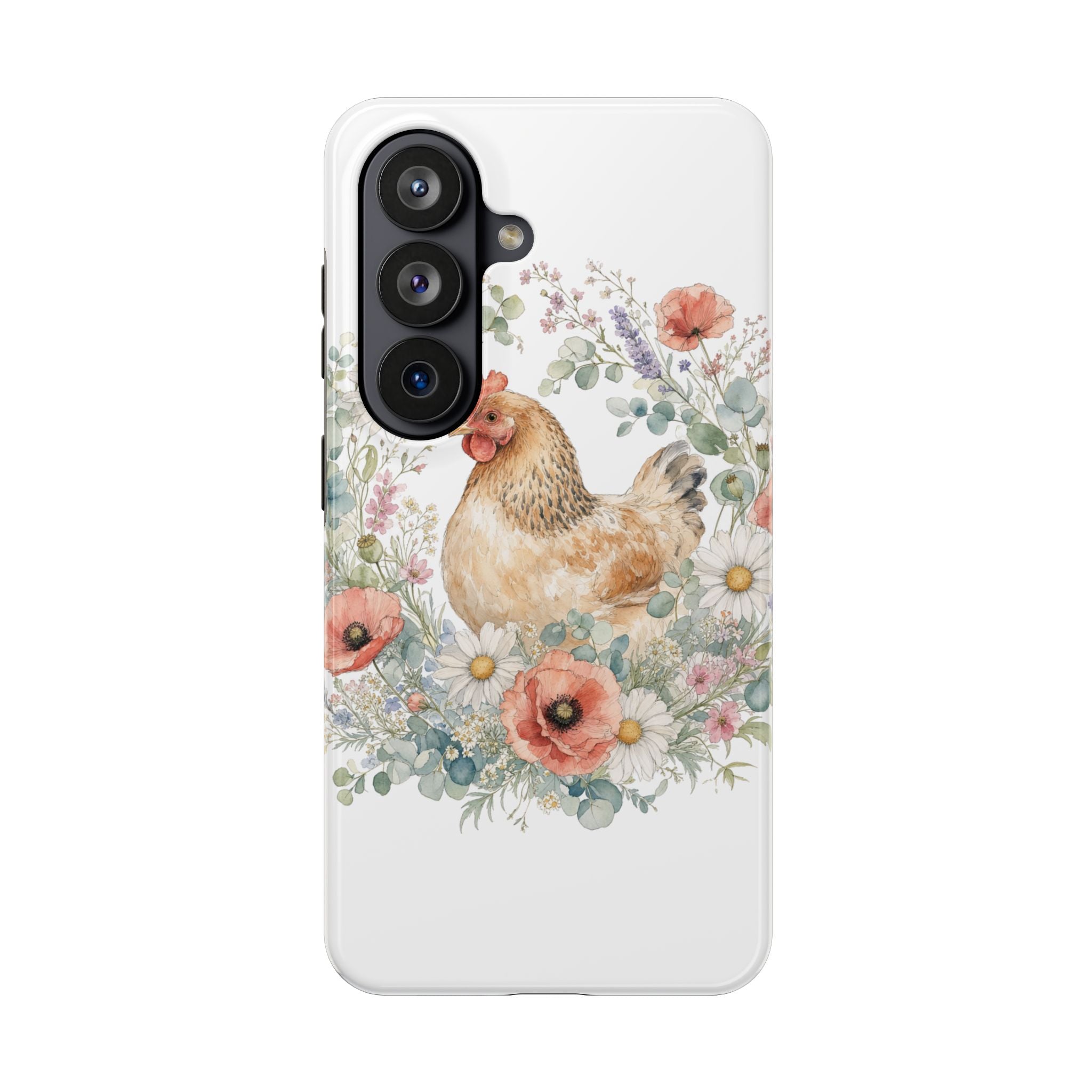 Watercolor Floral Hen Tough Phone Case