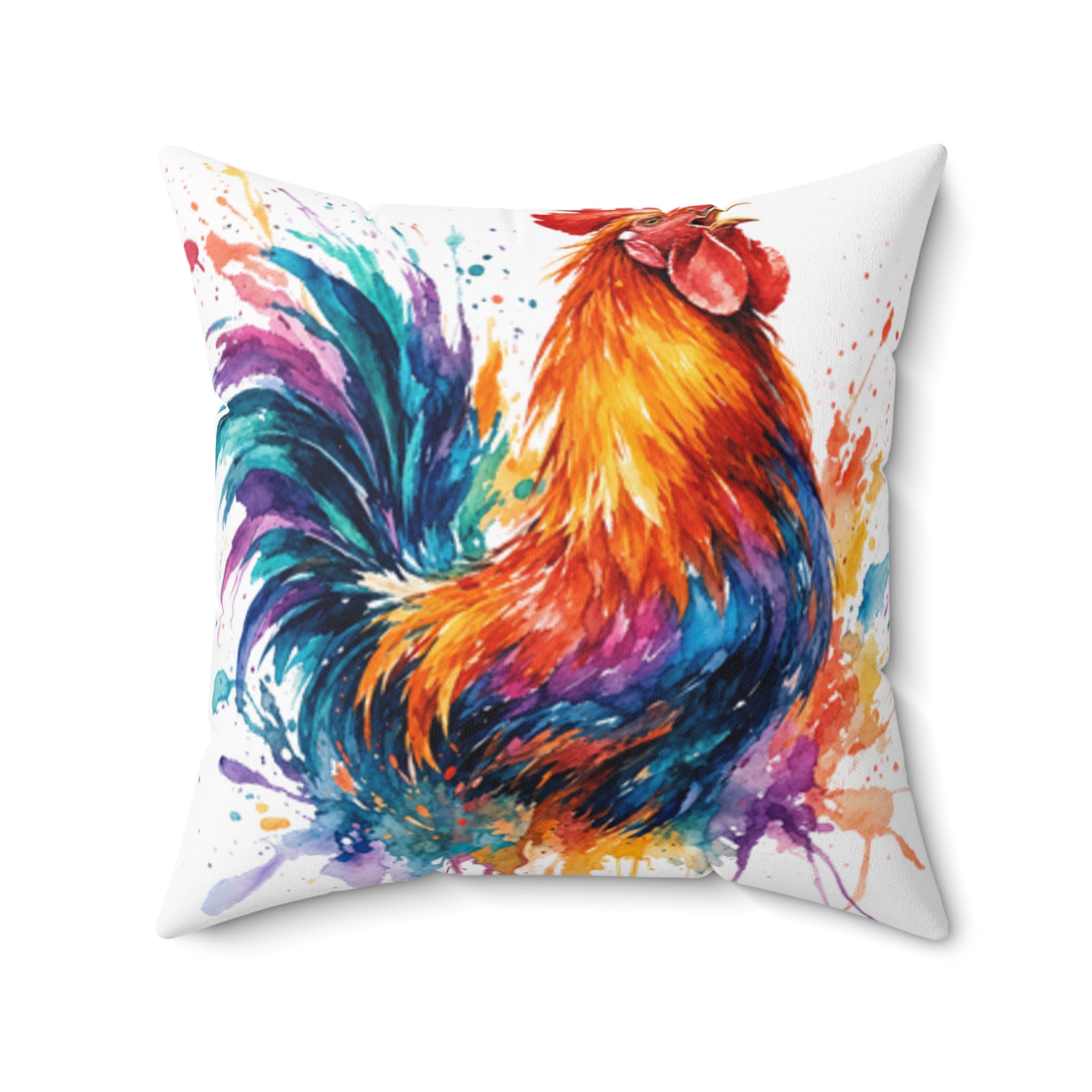 Splash Rooster Throw Pillow