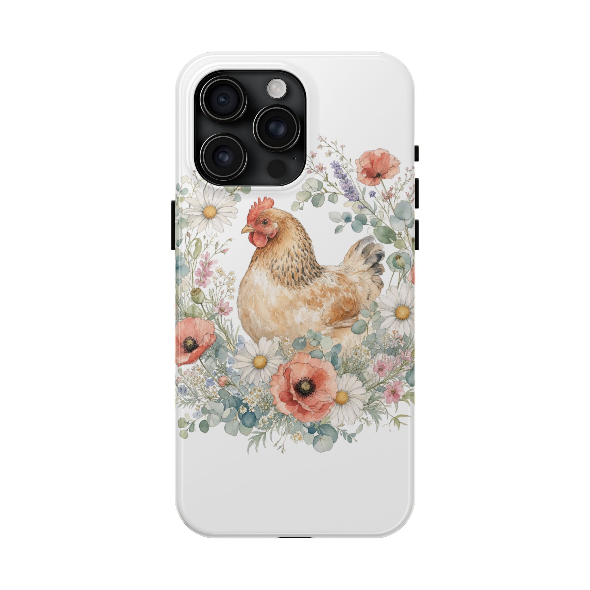 Watercolor Floral Hen Tough Phone Case