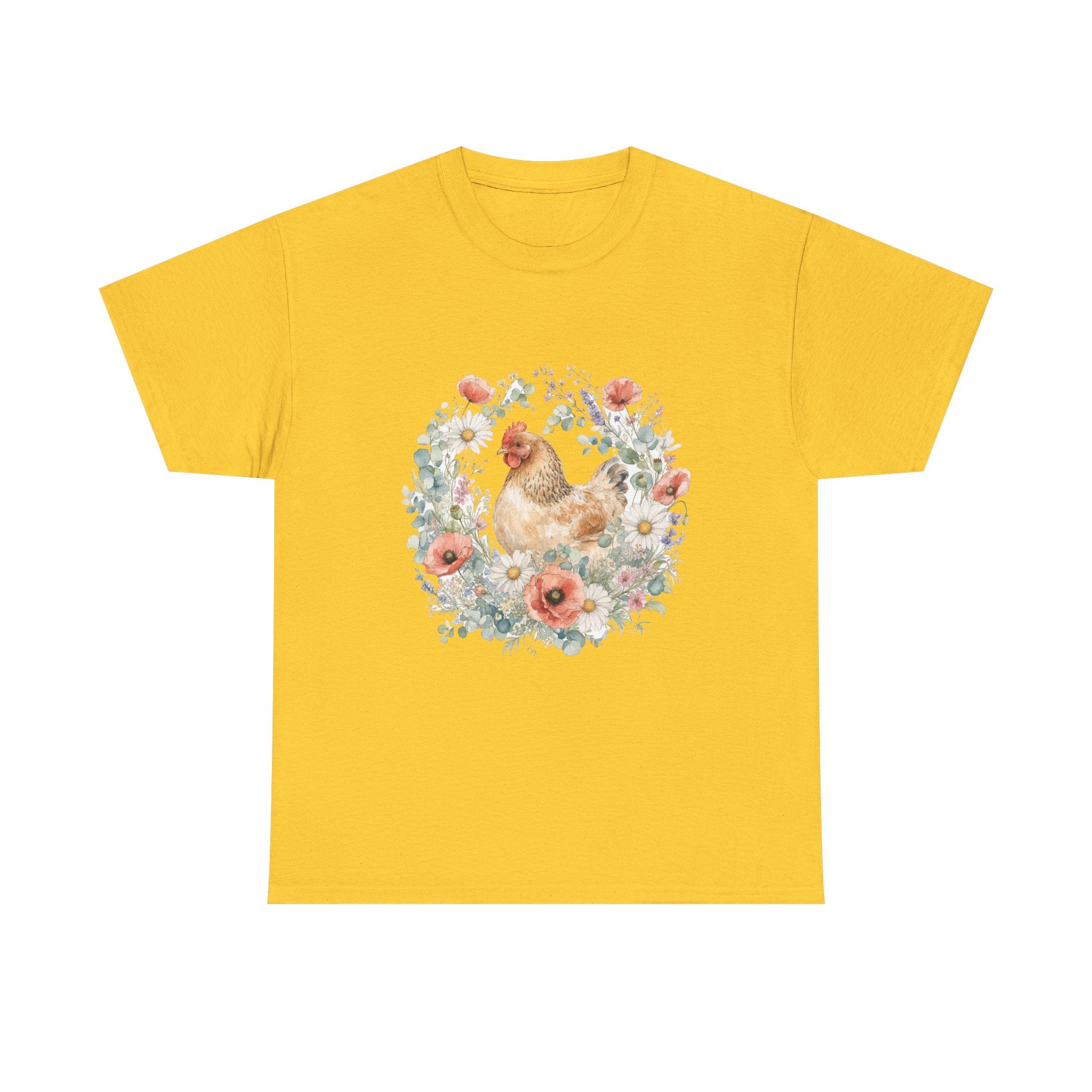 Watercolor Floral Hen Tee