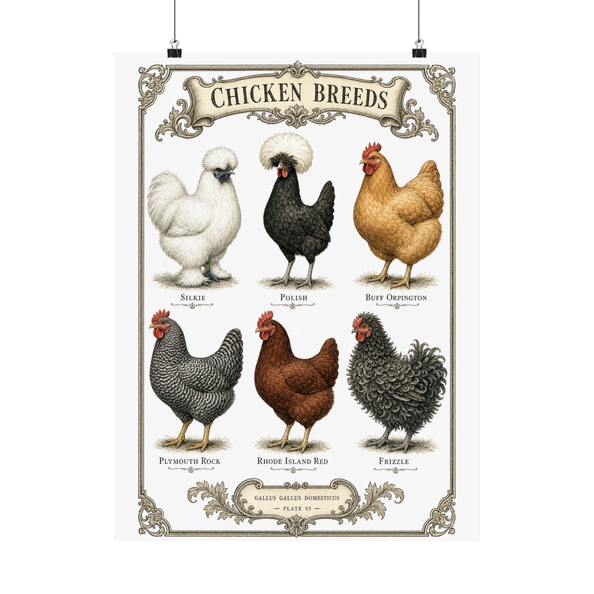 Chicken Breeds Chart Poster
