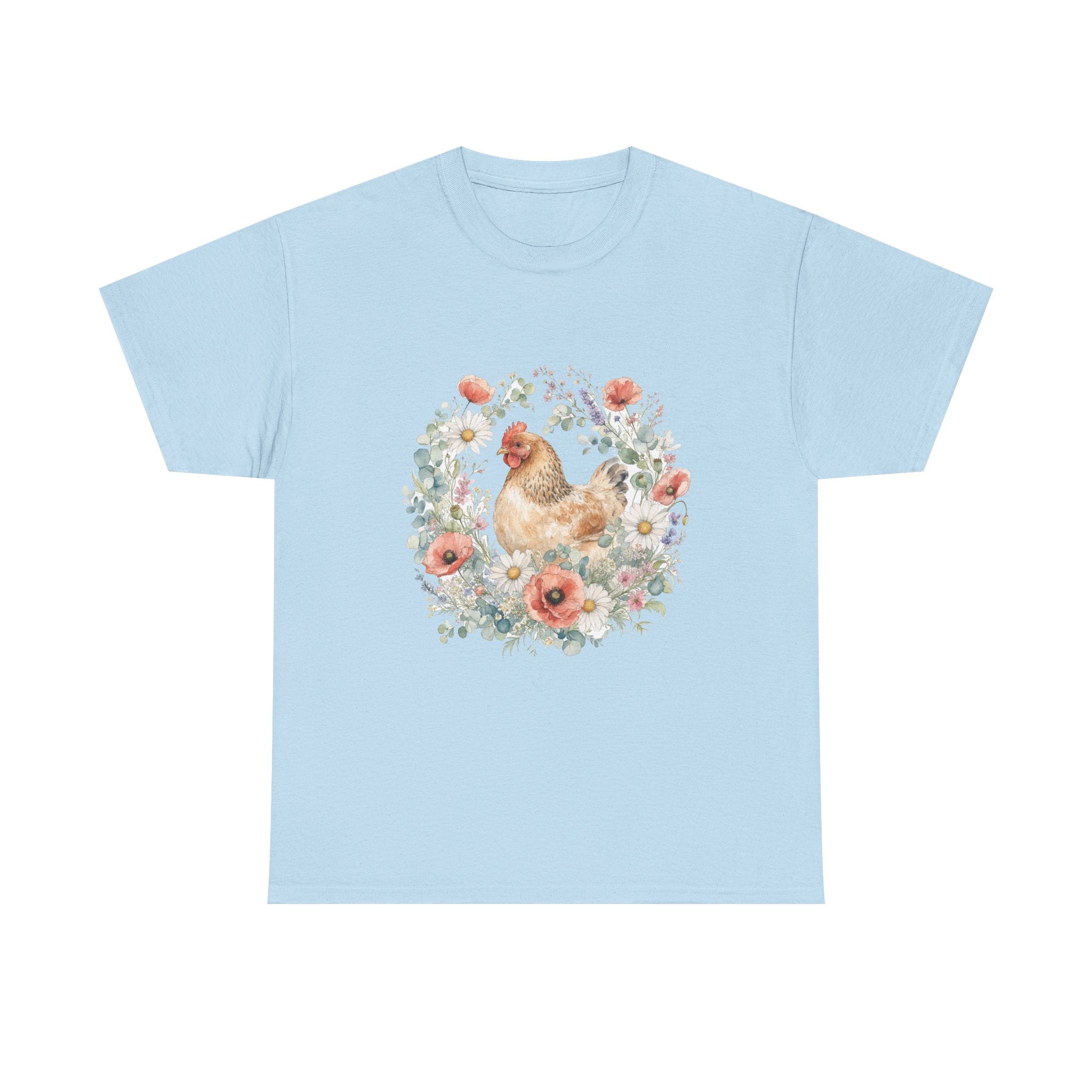 Watercolor Floral Hen Tee