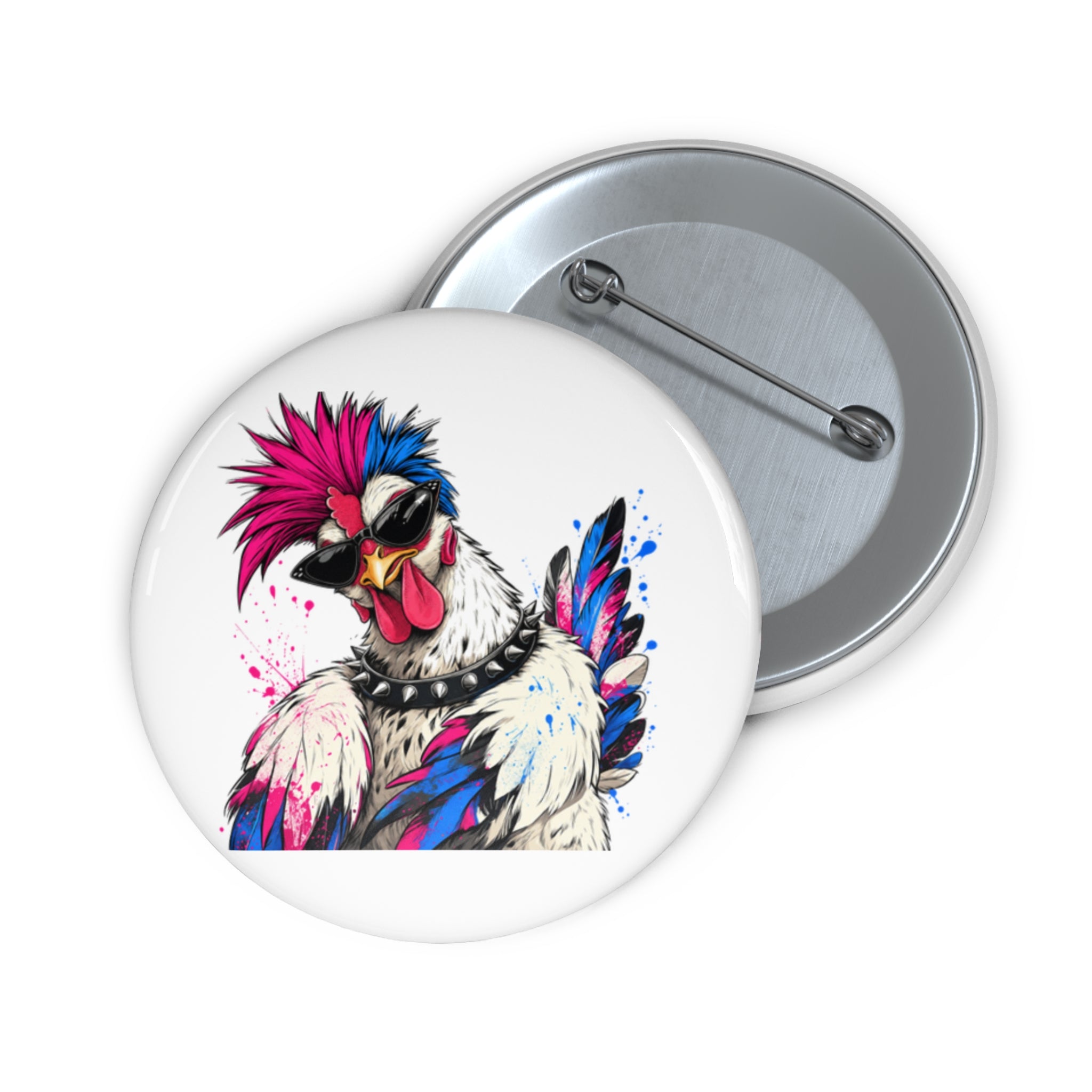 Punk Rockstar Hen Pin Button