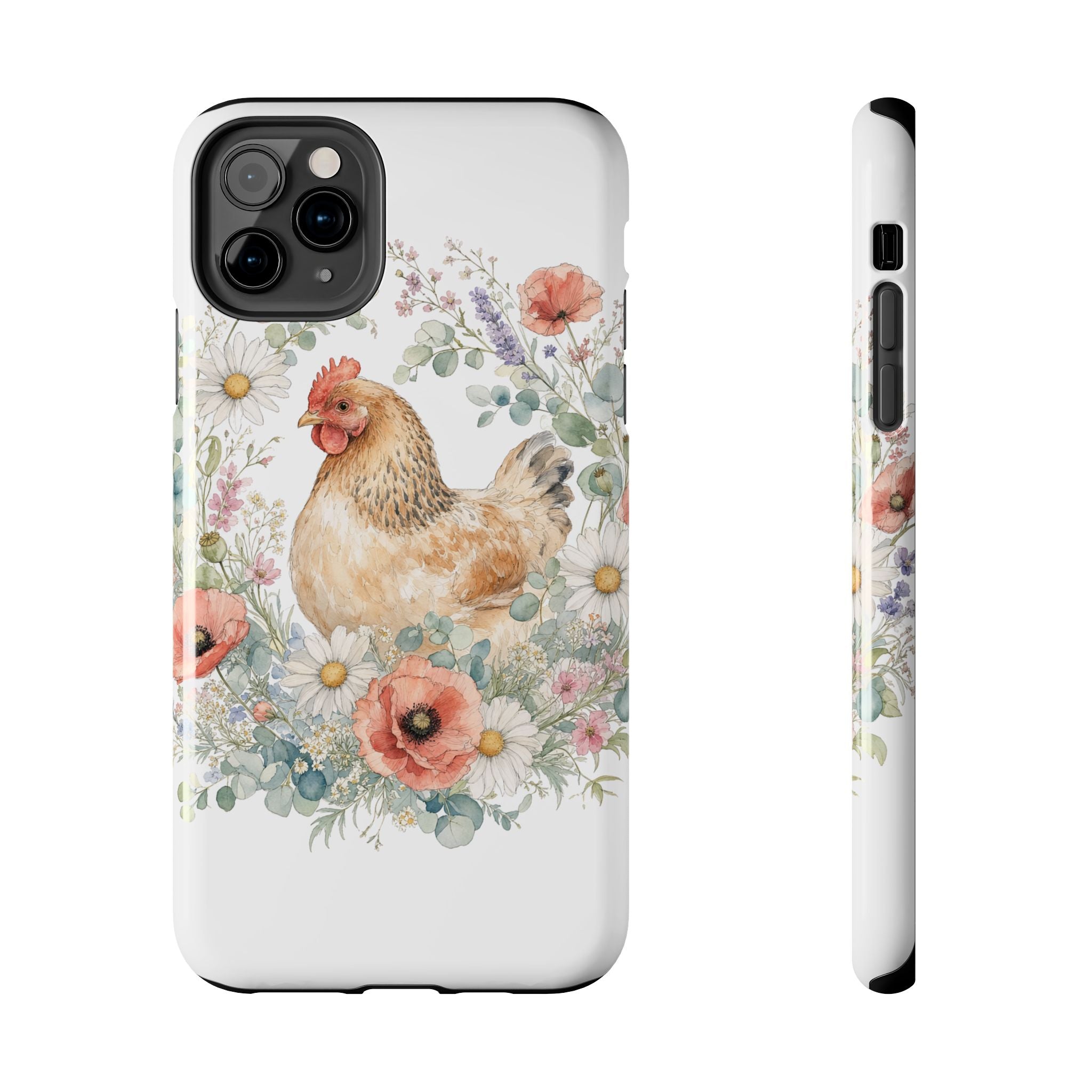 Watercolor Floral Hen Tough Phone Case
