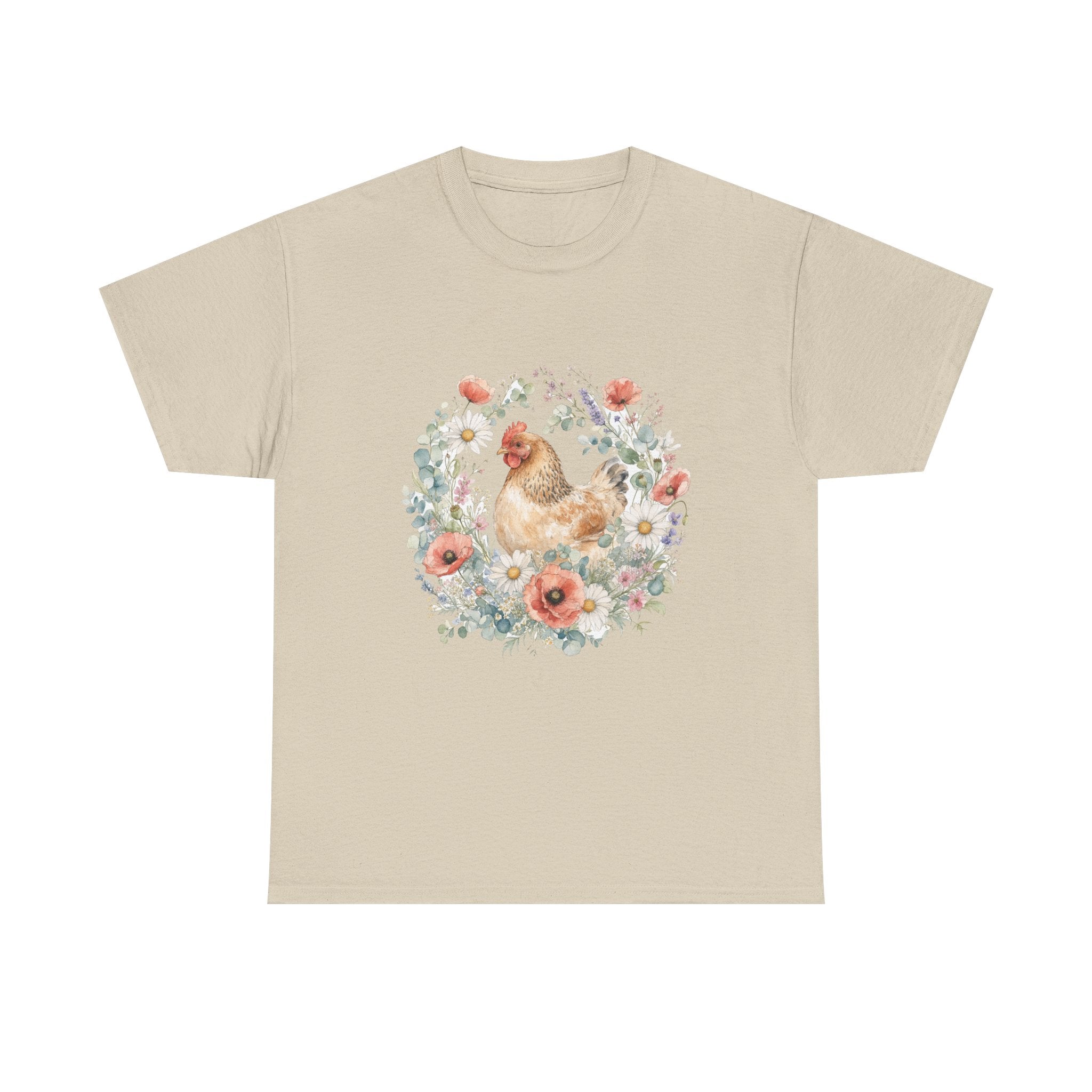 Watercolor Floral Hen Tee