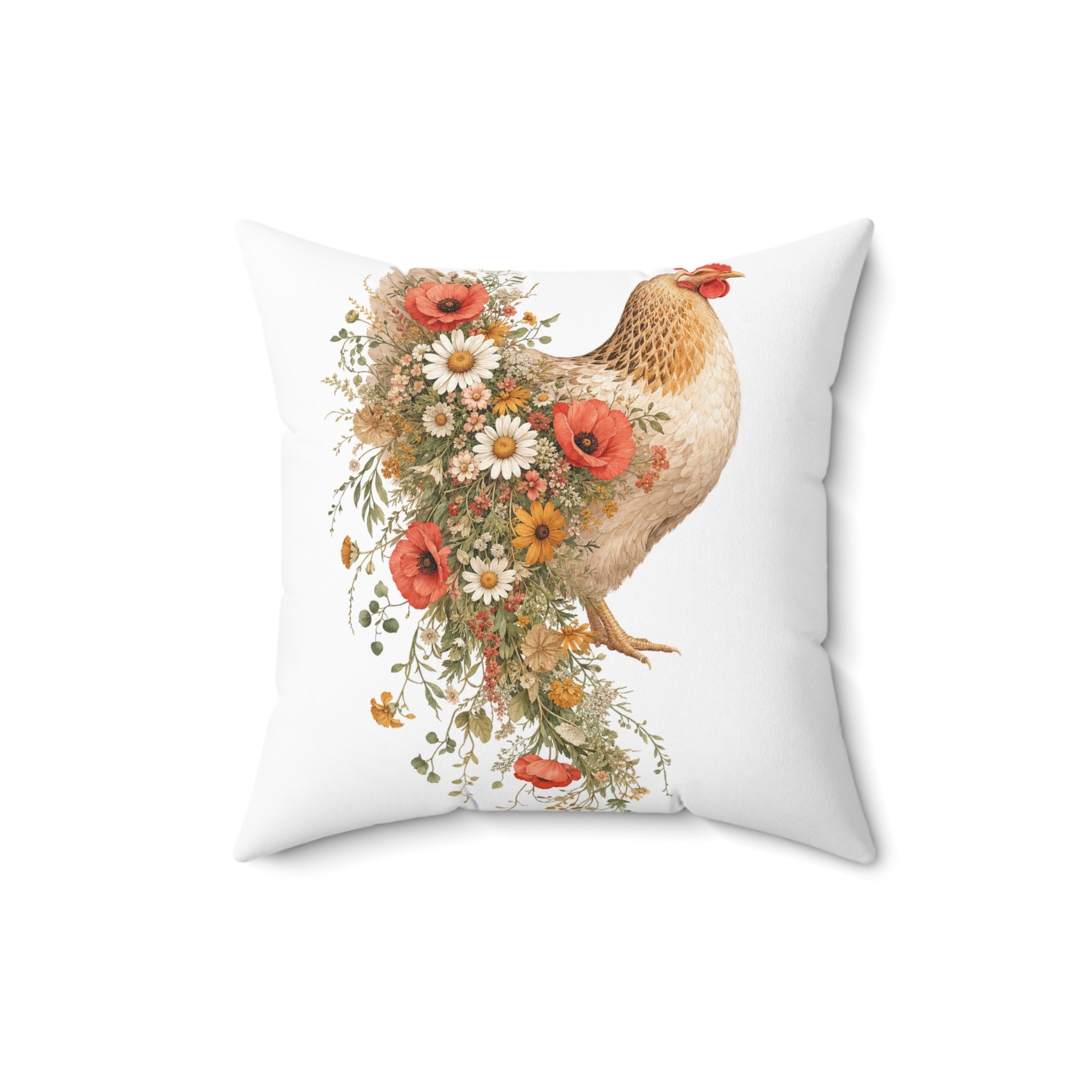 Wildflower Hen Throw Pillow