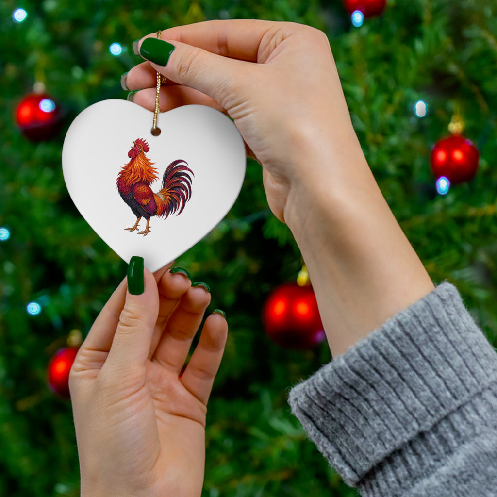 Sunrise Rooster Ceramic Ornament