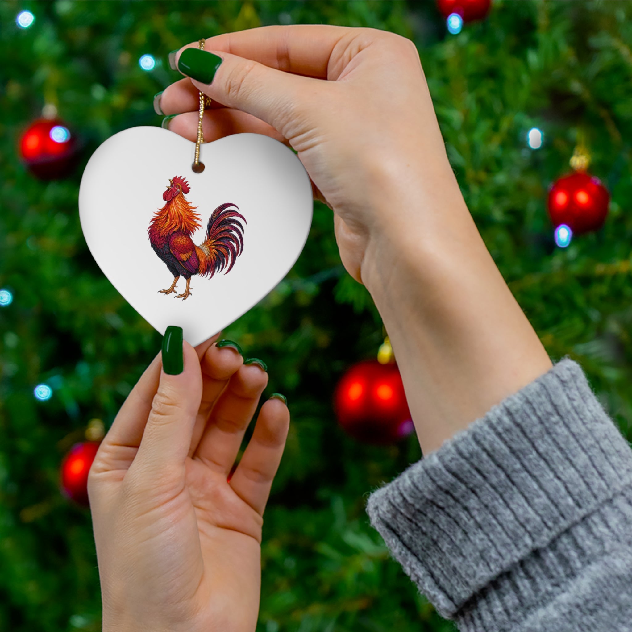 Sunrise Rooster Ceramic Ornament