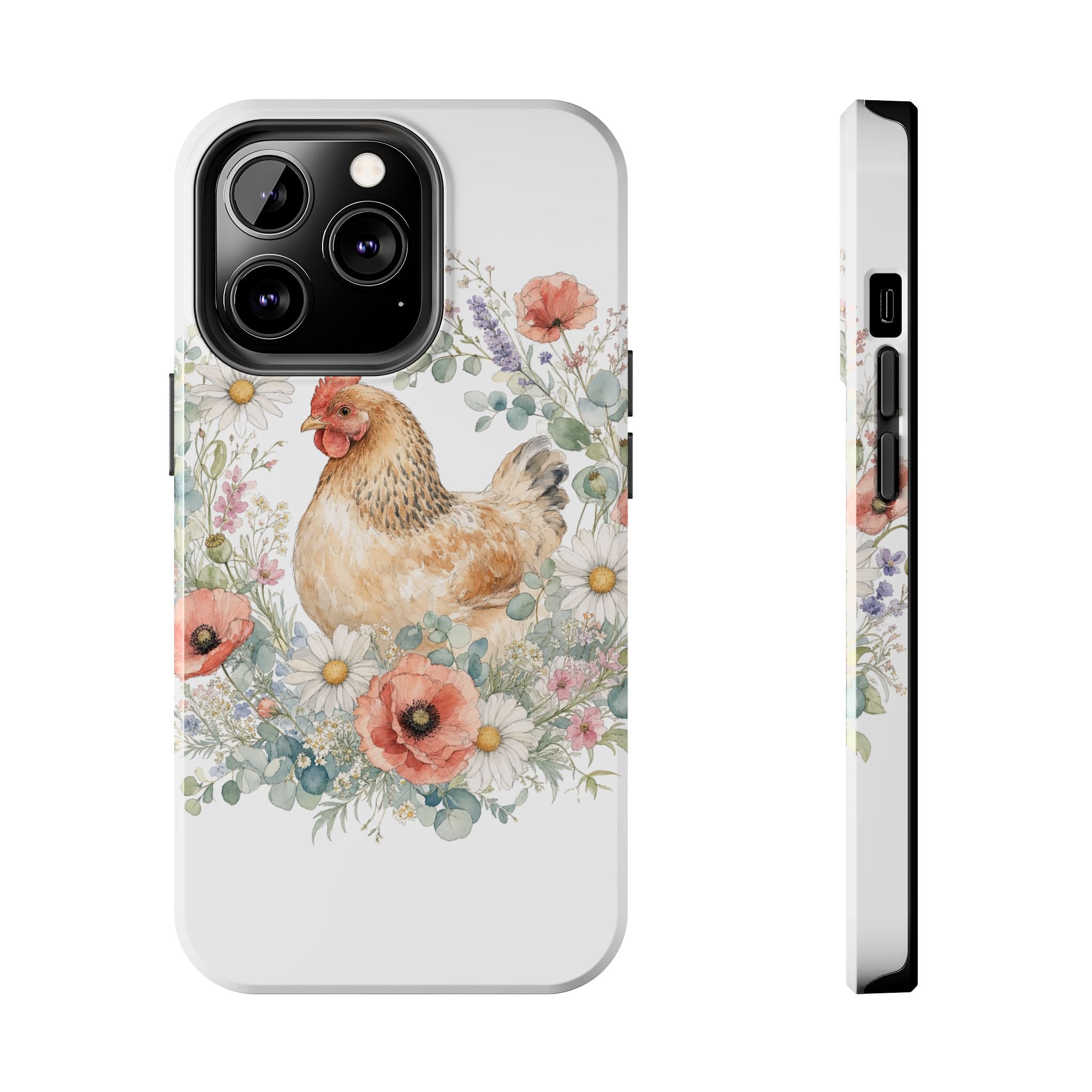 Watercolor Floral Hen Tough Phone Case