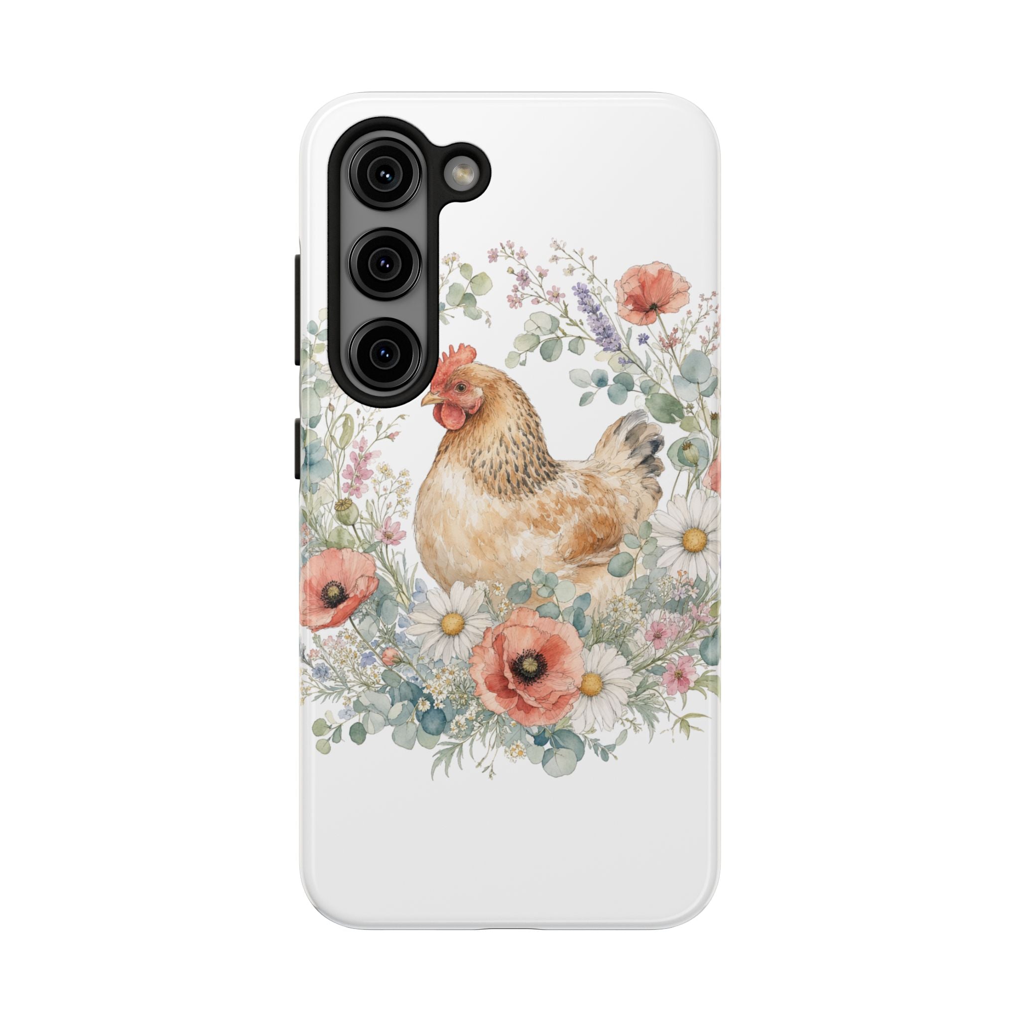 Watercolor Floral Hen Tough Phone Case