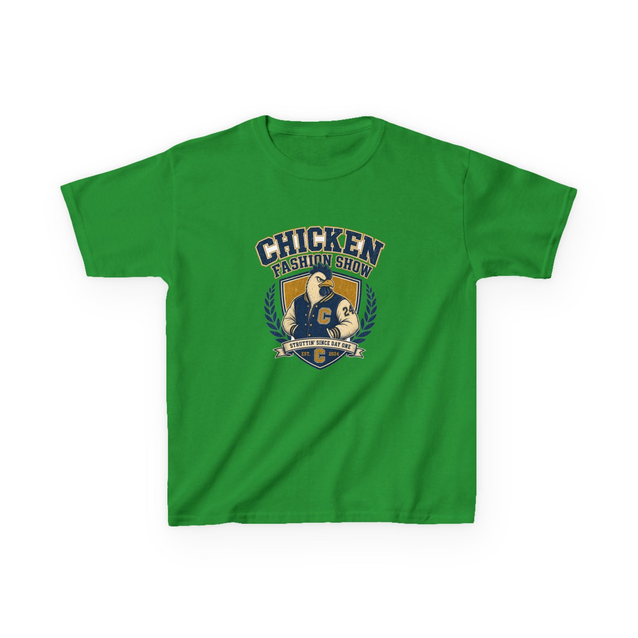 Chicken Fashion Show Varsity Kids Tee