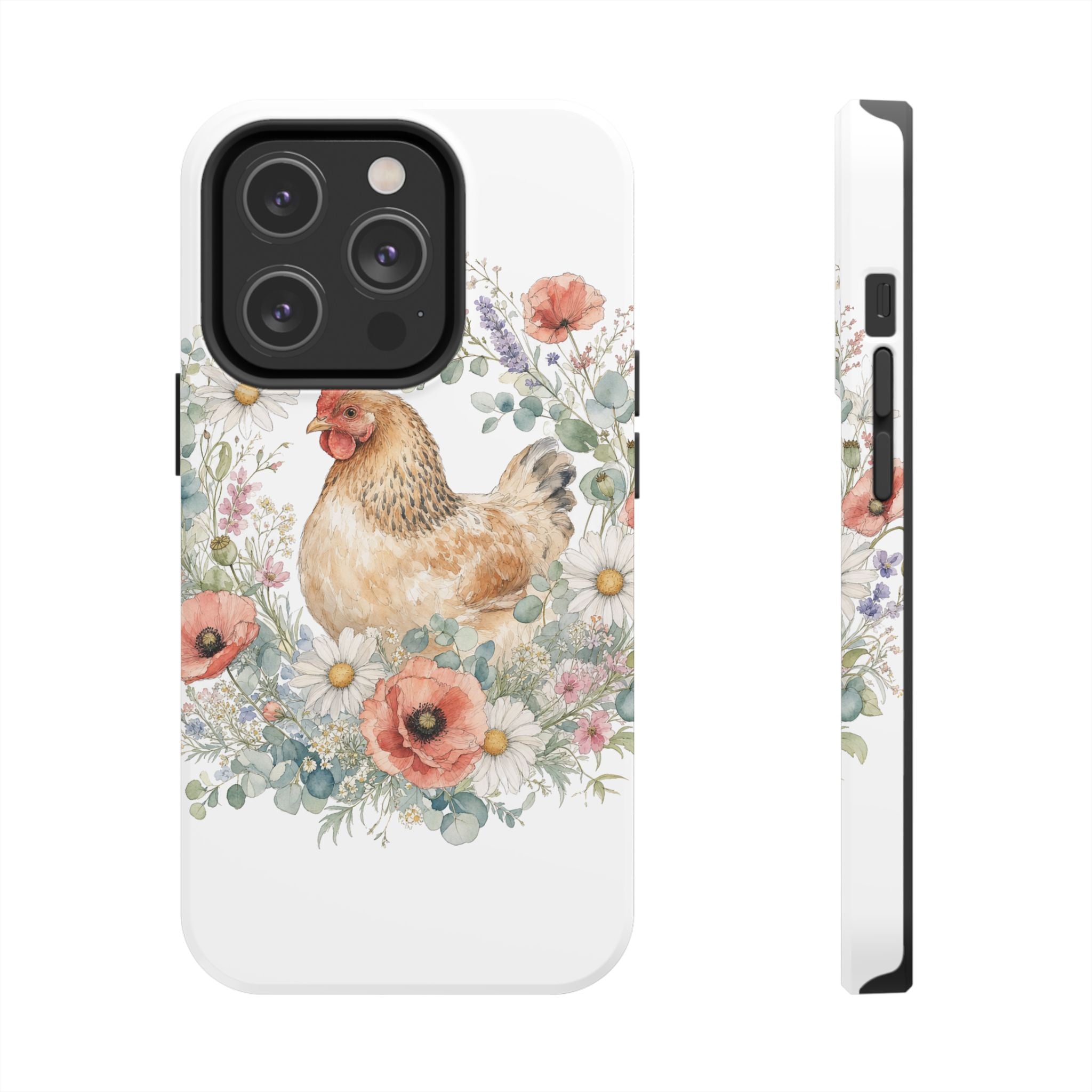 Watercolor Floral Hen Tough Phone Case