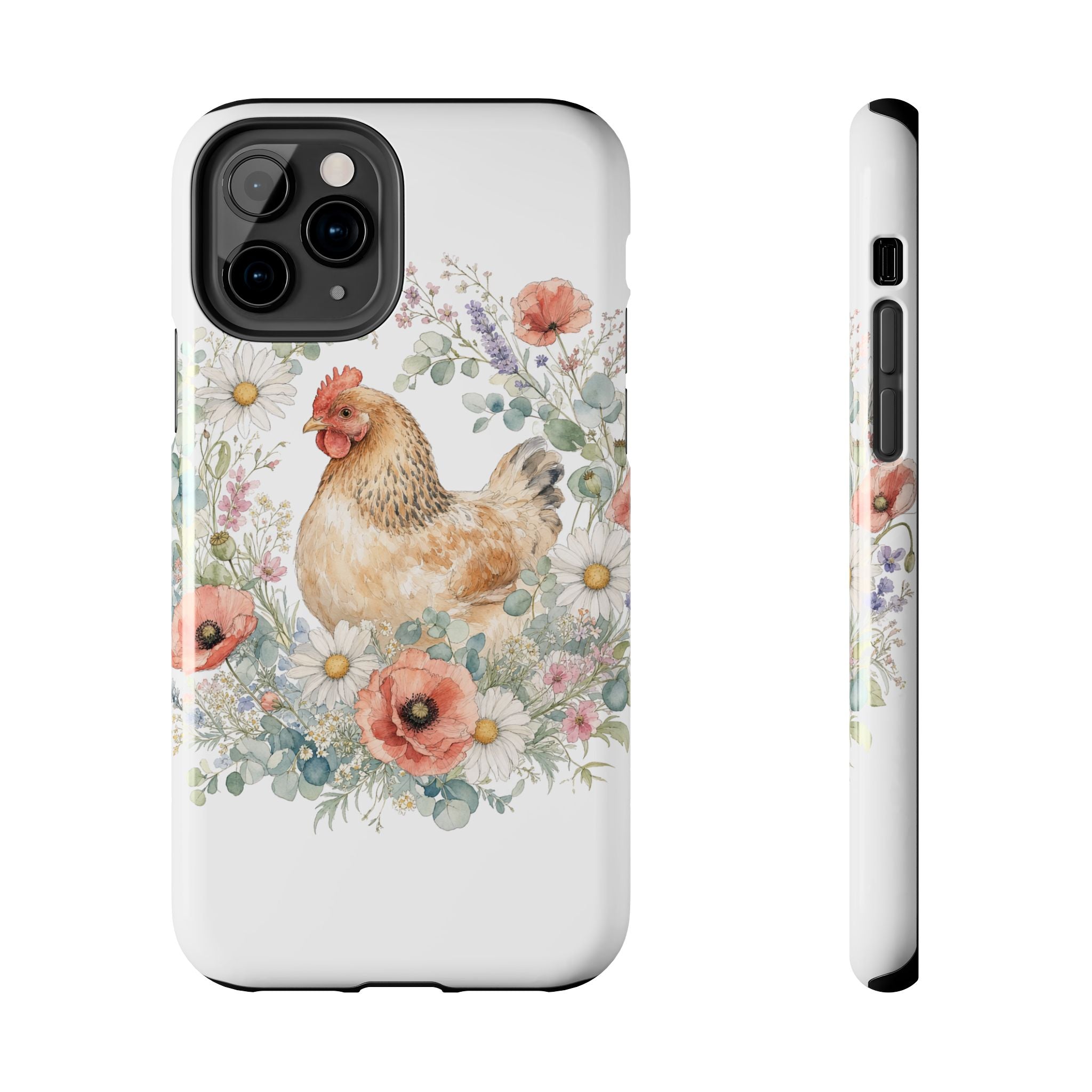 Watercolor Floral Hen Tough Phone Case