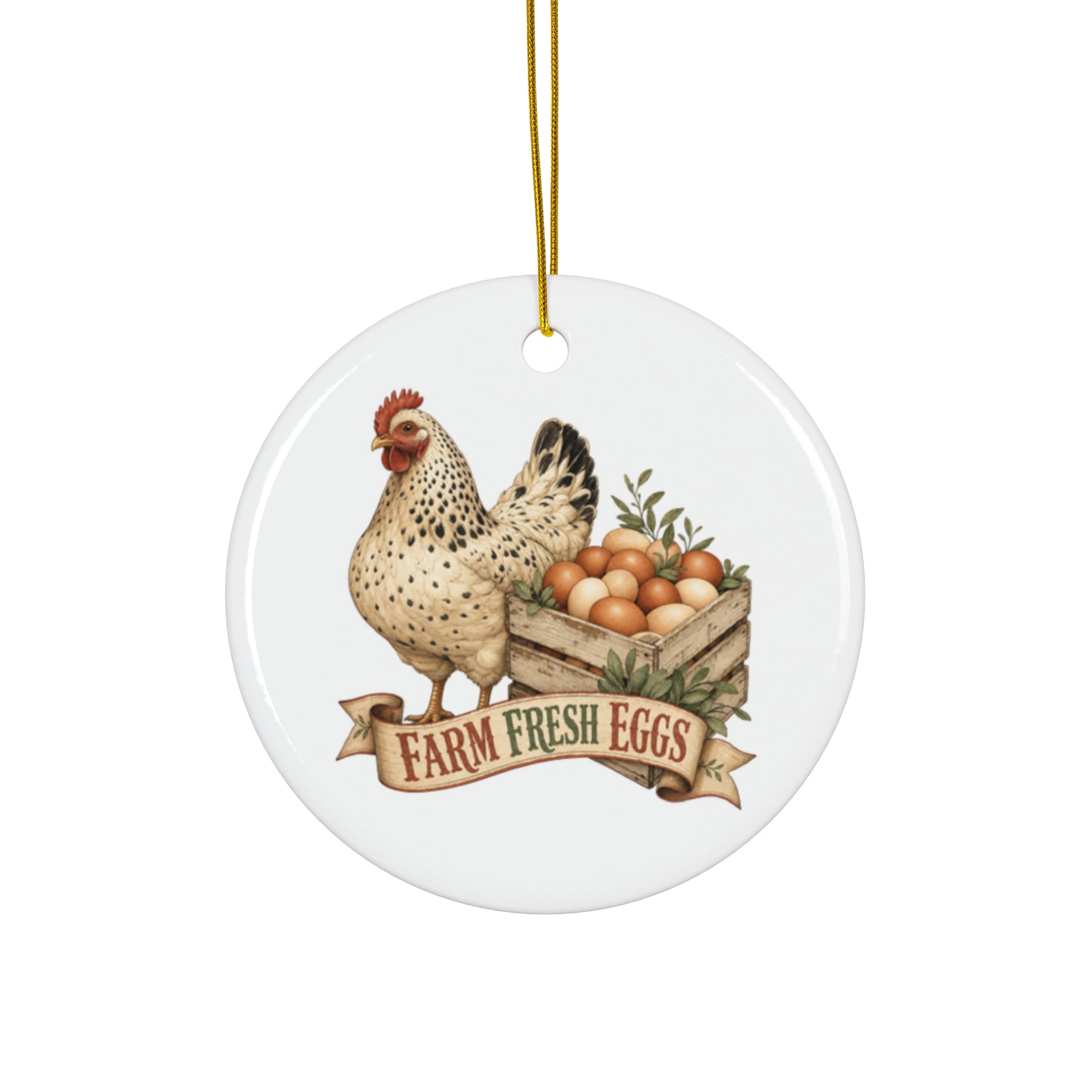 Farm Fresh Eggs Ceramic Ornament
