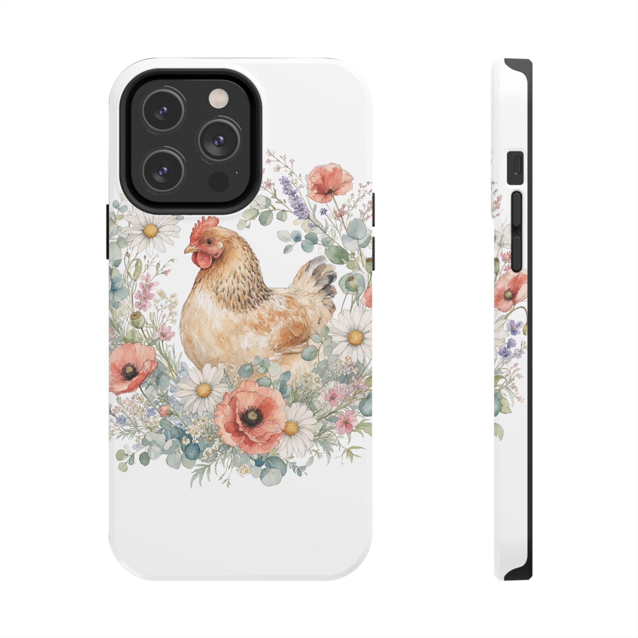 Watercolor Floral Hen Tough Phone Case