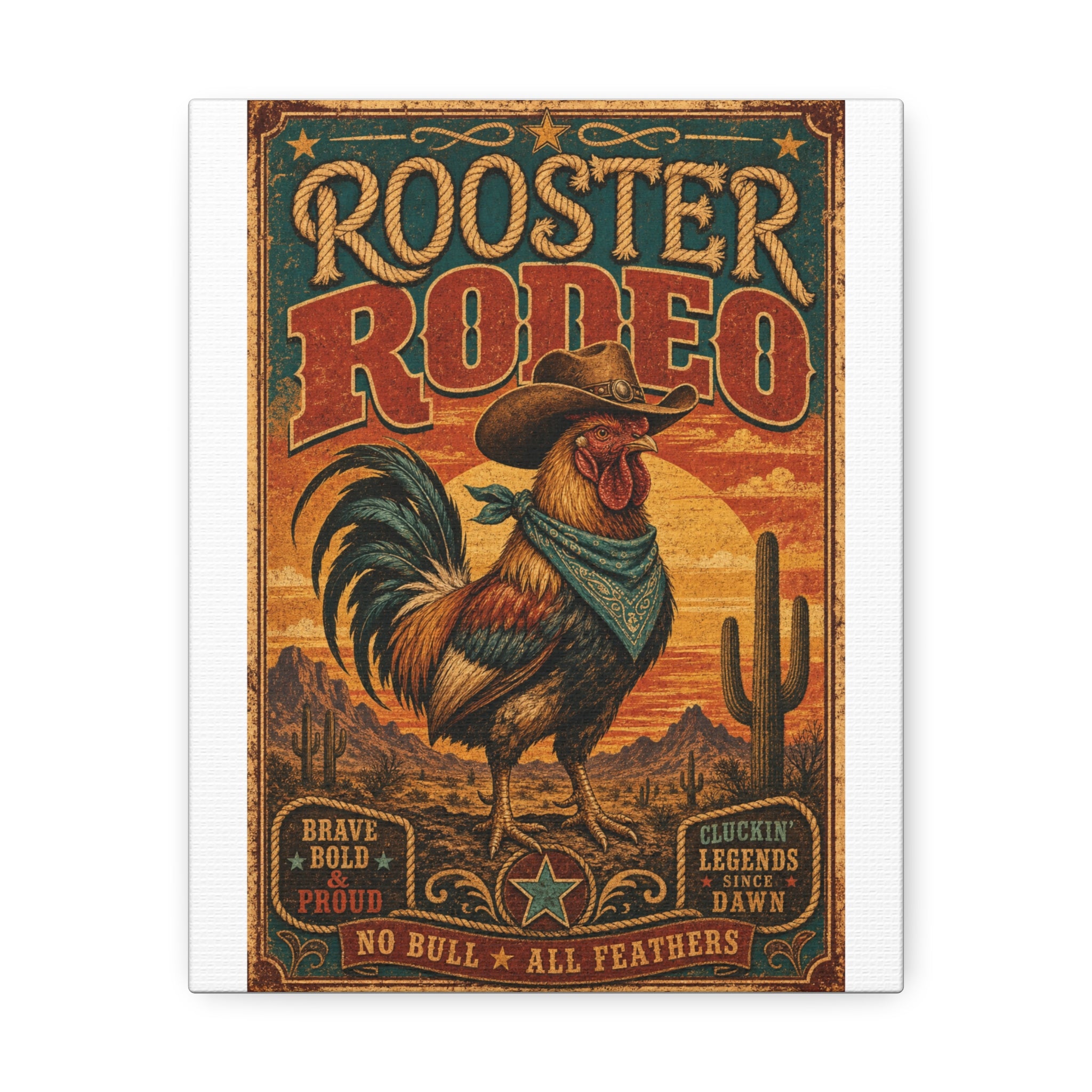 Rooster Rodeo Canvas