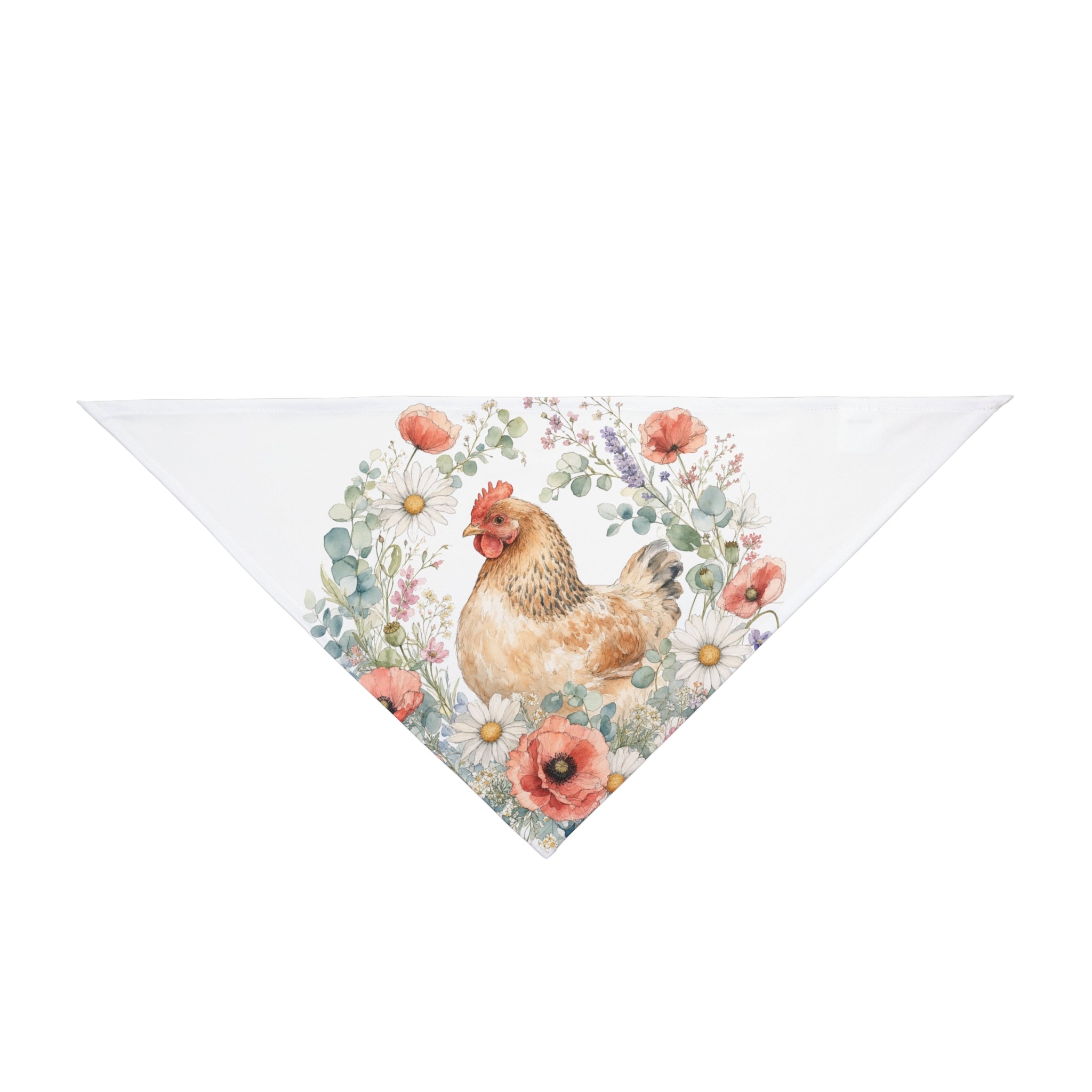 Watercolor Floral Hen Pet Bandana