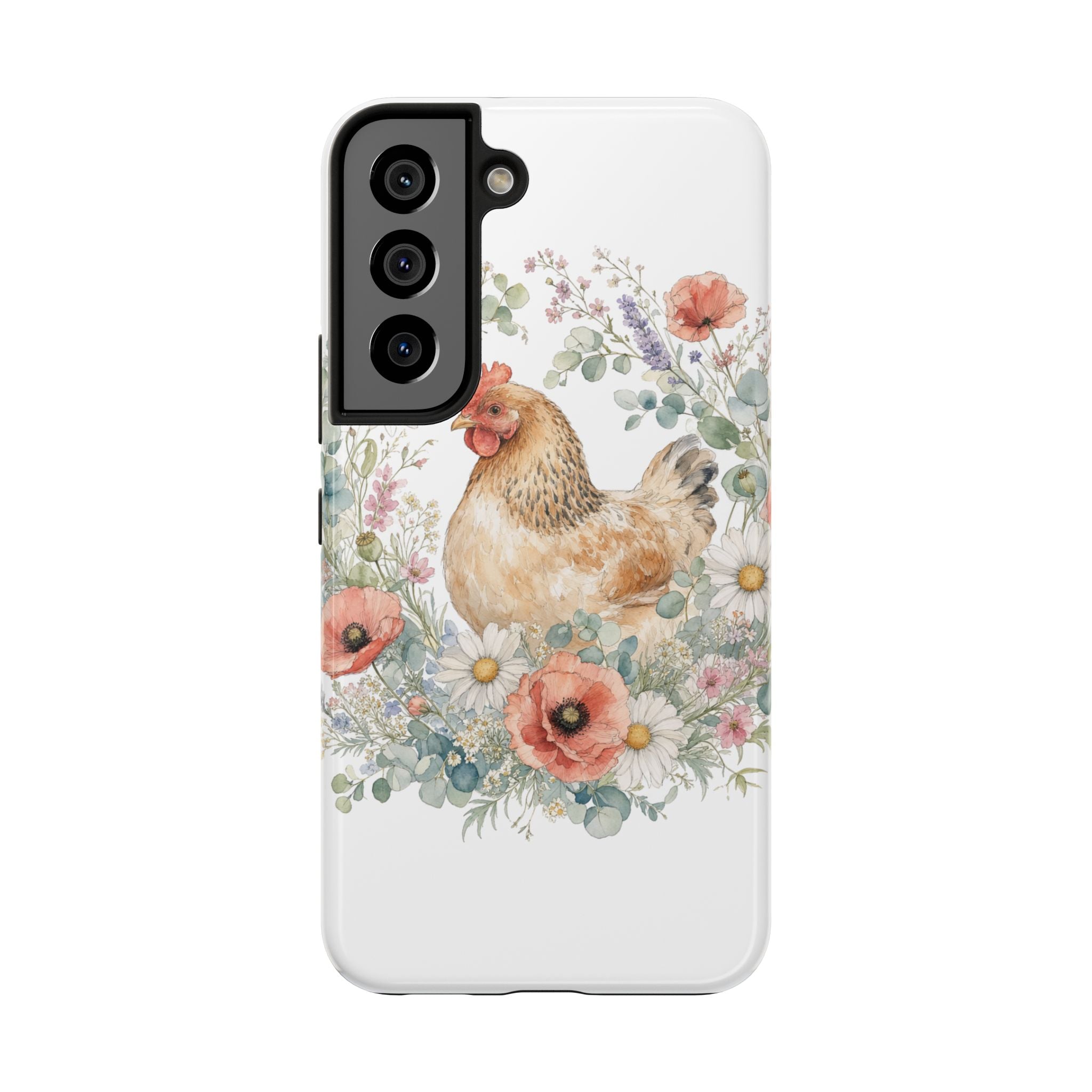 Watercolor Floral Hen Tough Phone Case