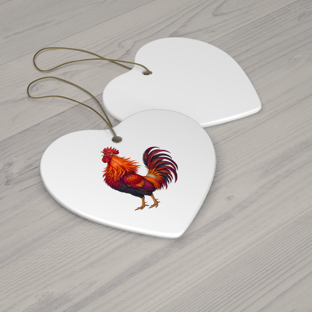 Sunrise Rooster Ceramic Ornament