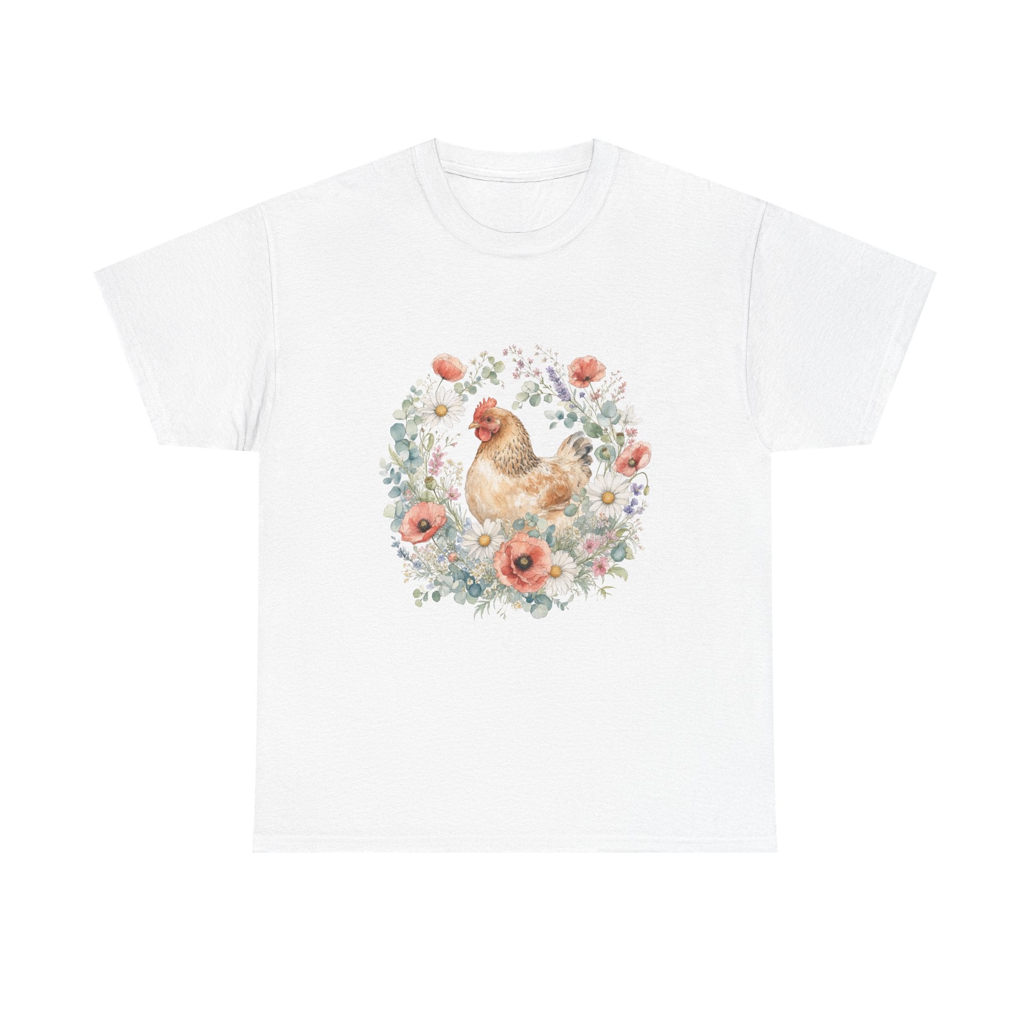 Watercolor Floral Hen Tee