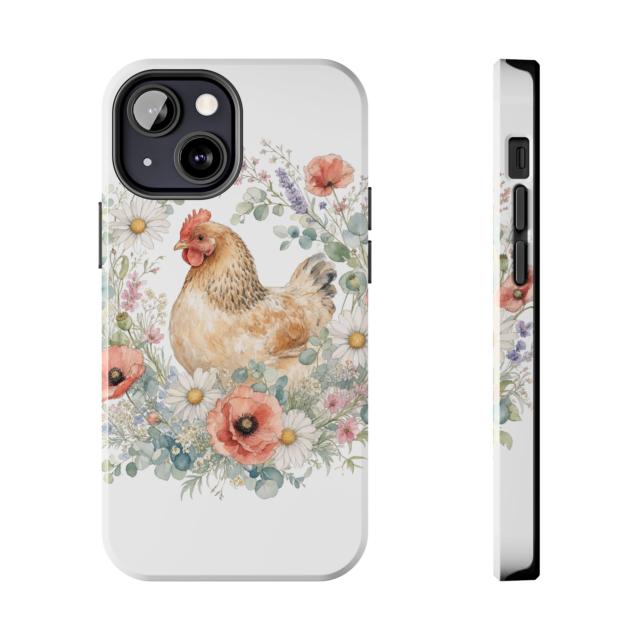 Watercolor Floral Hen Tough Phone Case