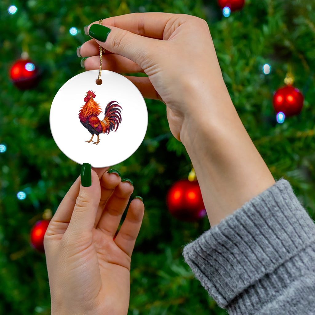 Sunrise Rooster Ceramic Ornament