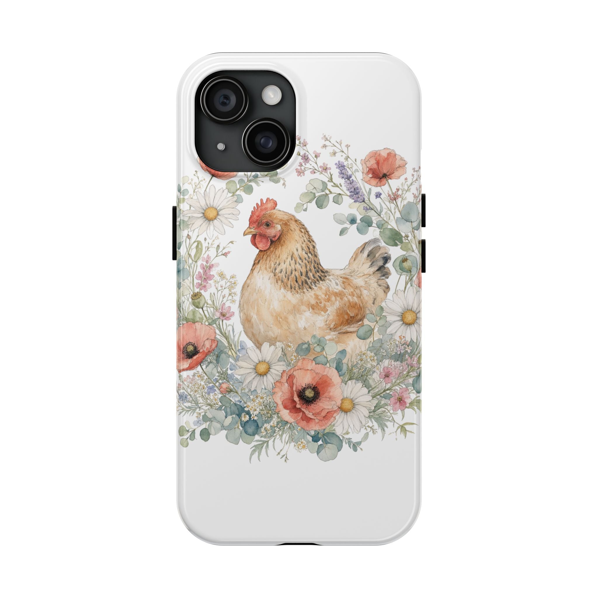Watercolor Floral Hen Tough Phone Case