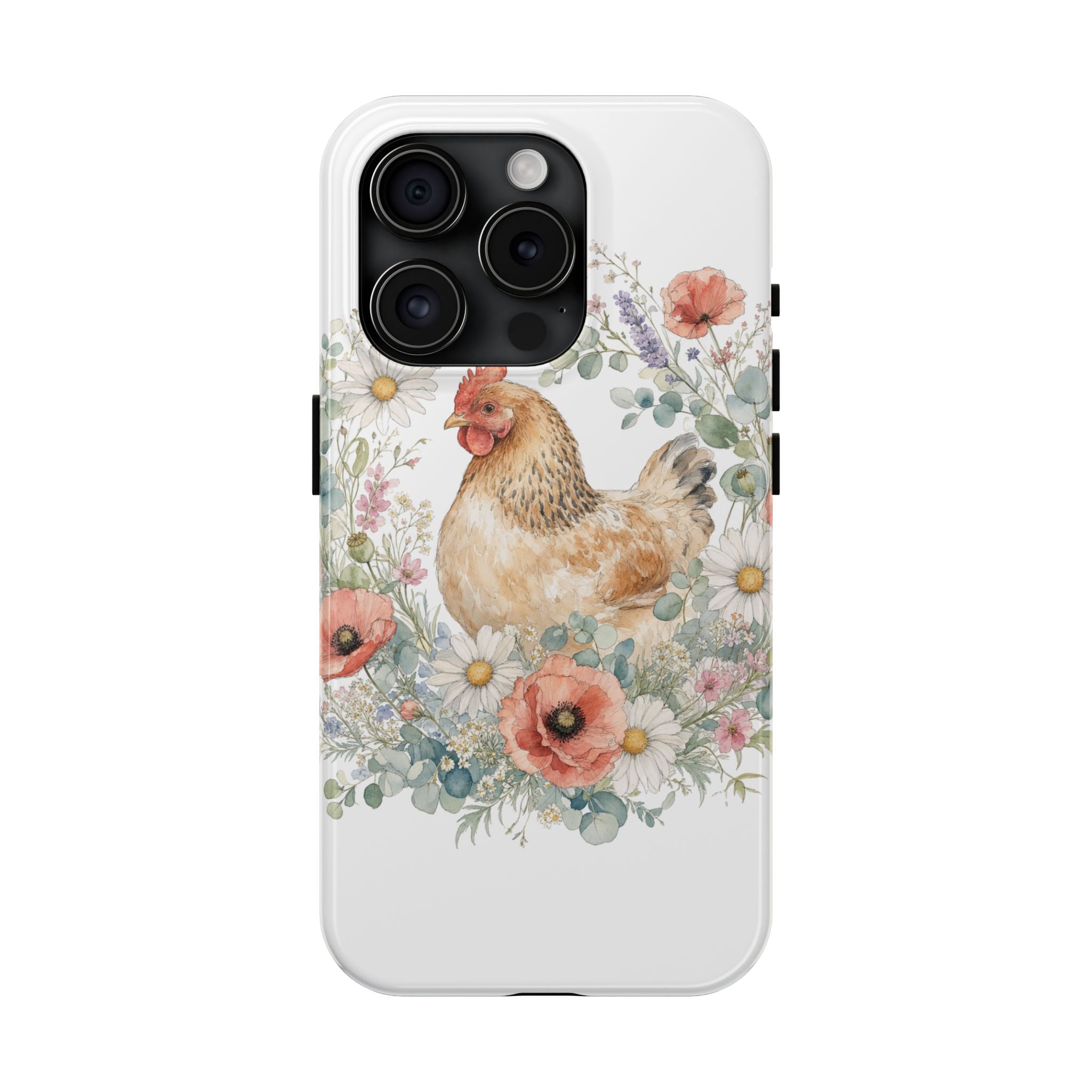 Watercolor Floral Hen Tough Phone Case