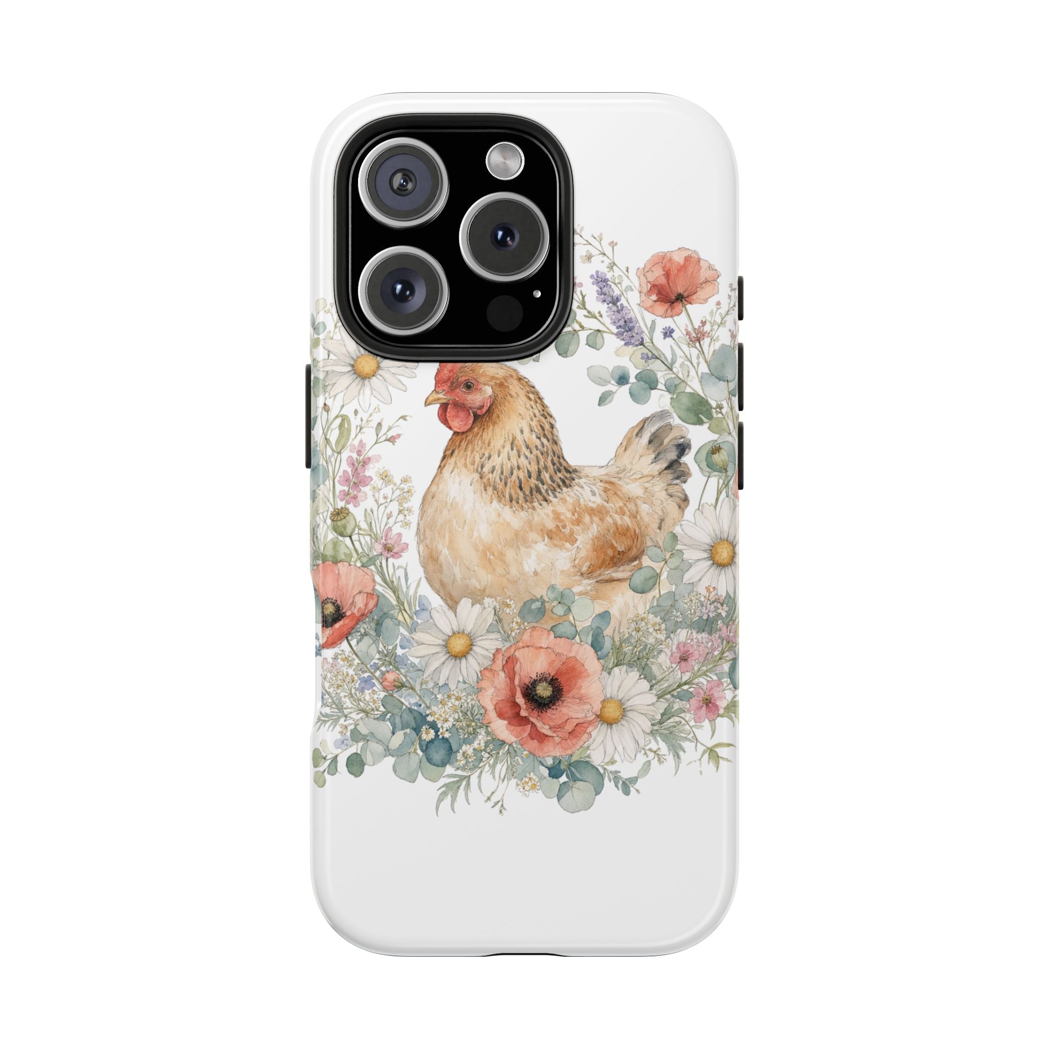 Watercolor Floral Hen Tough Phone Case