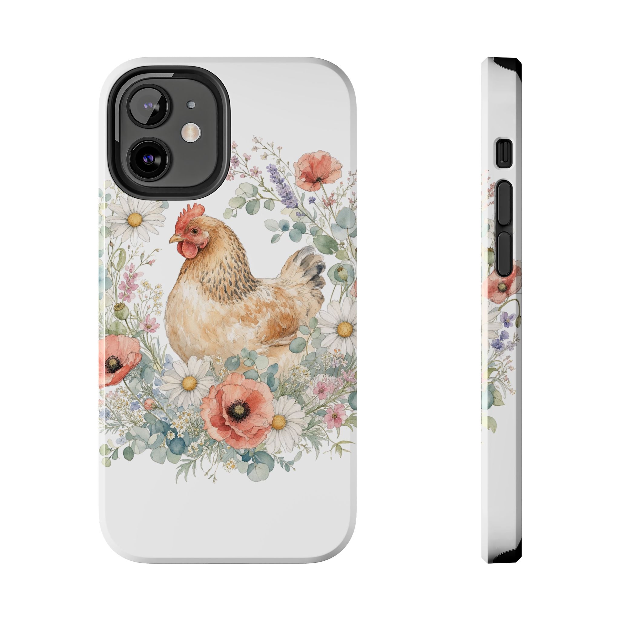 Watercolor Floral Hen Tough Phone Case