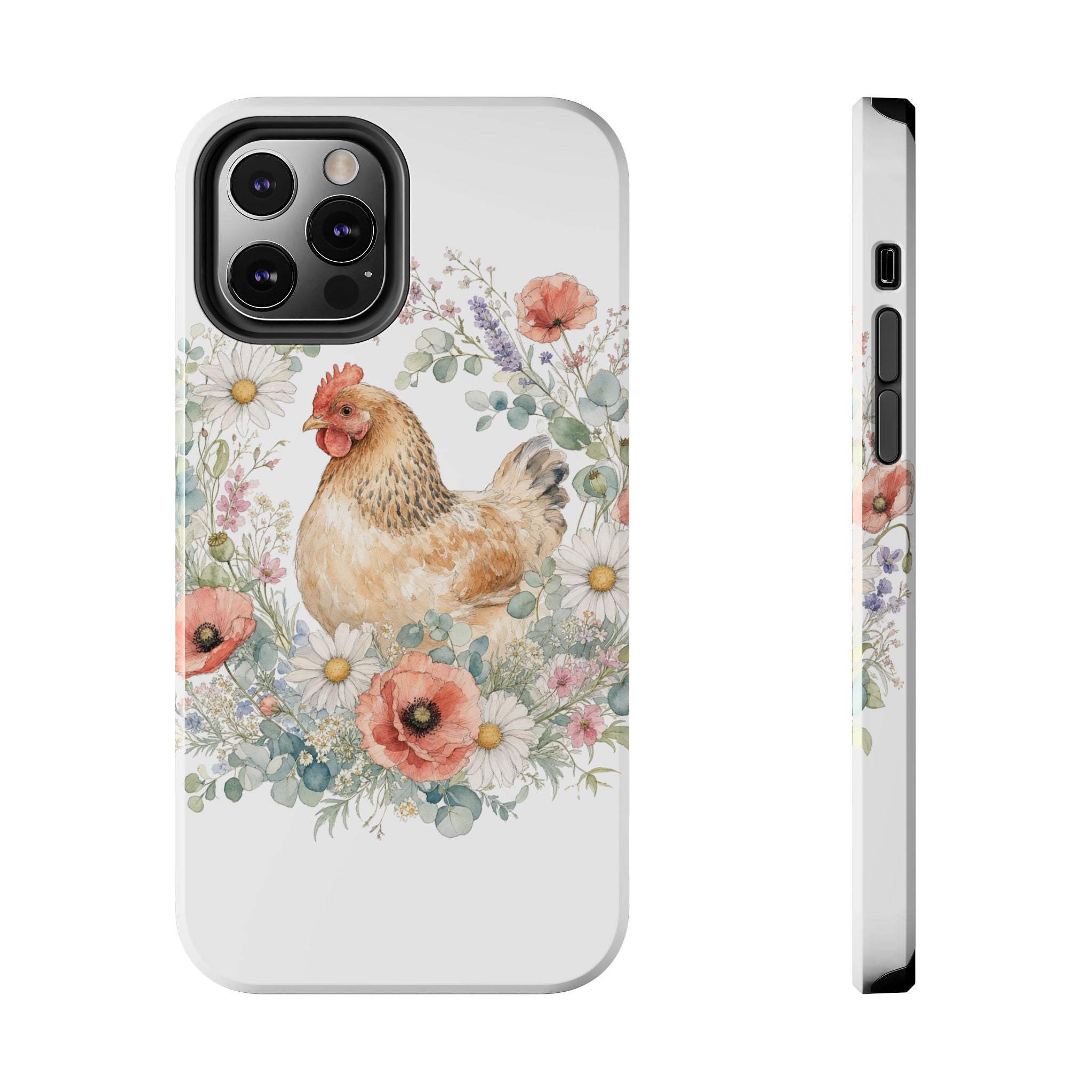 Watercolor Floral Hen Tough Phone Case