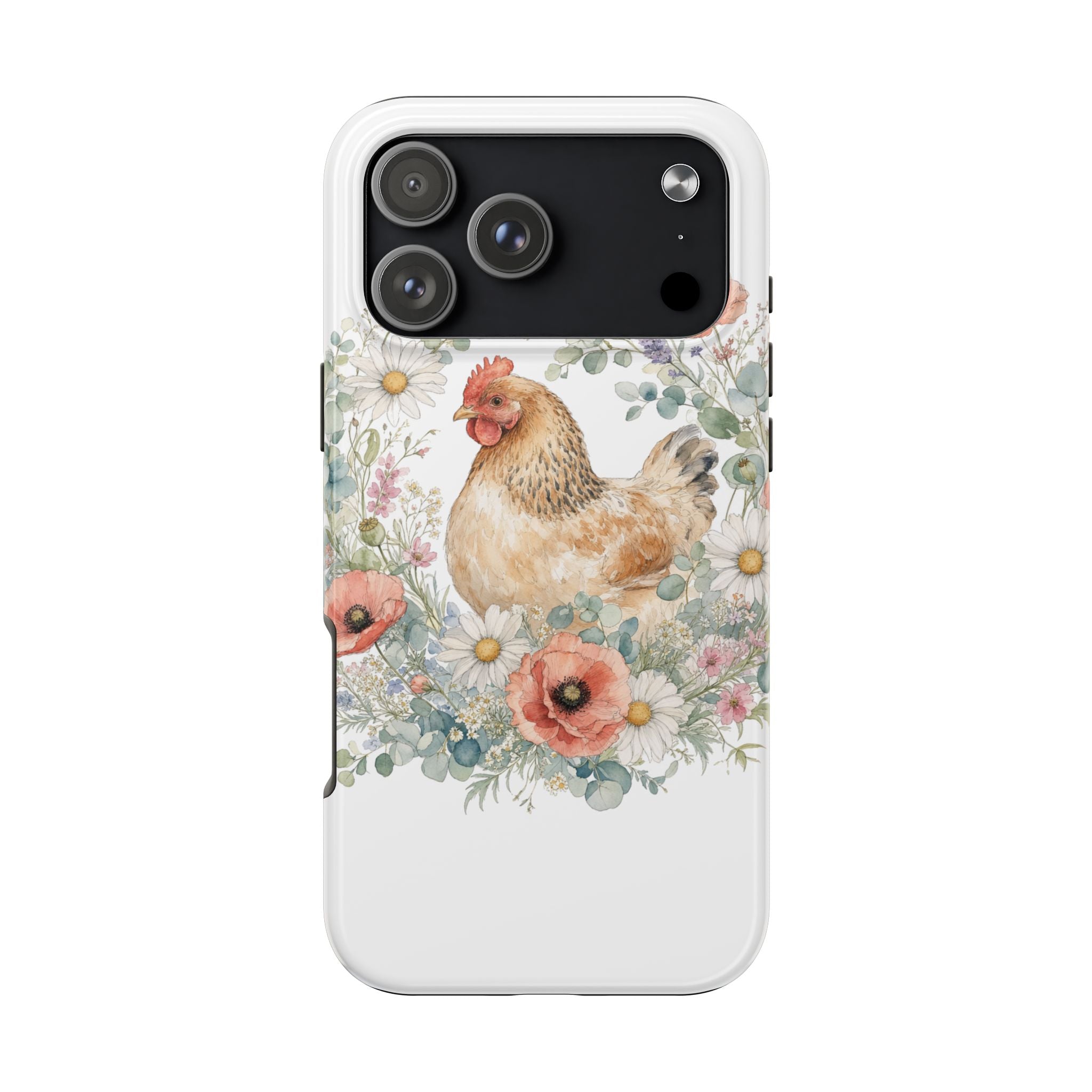 Watercolor Floral Hen Tough Phone Case