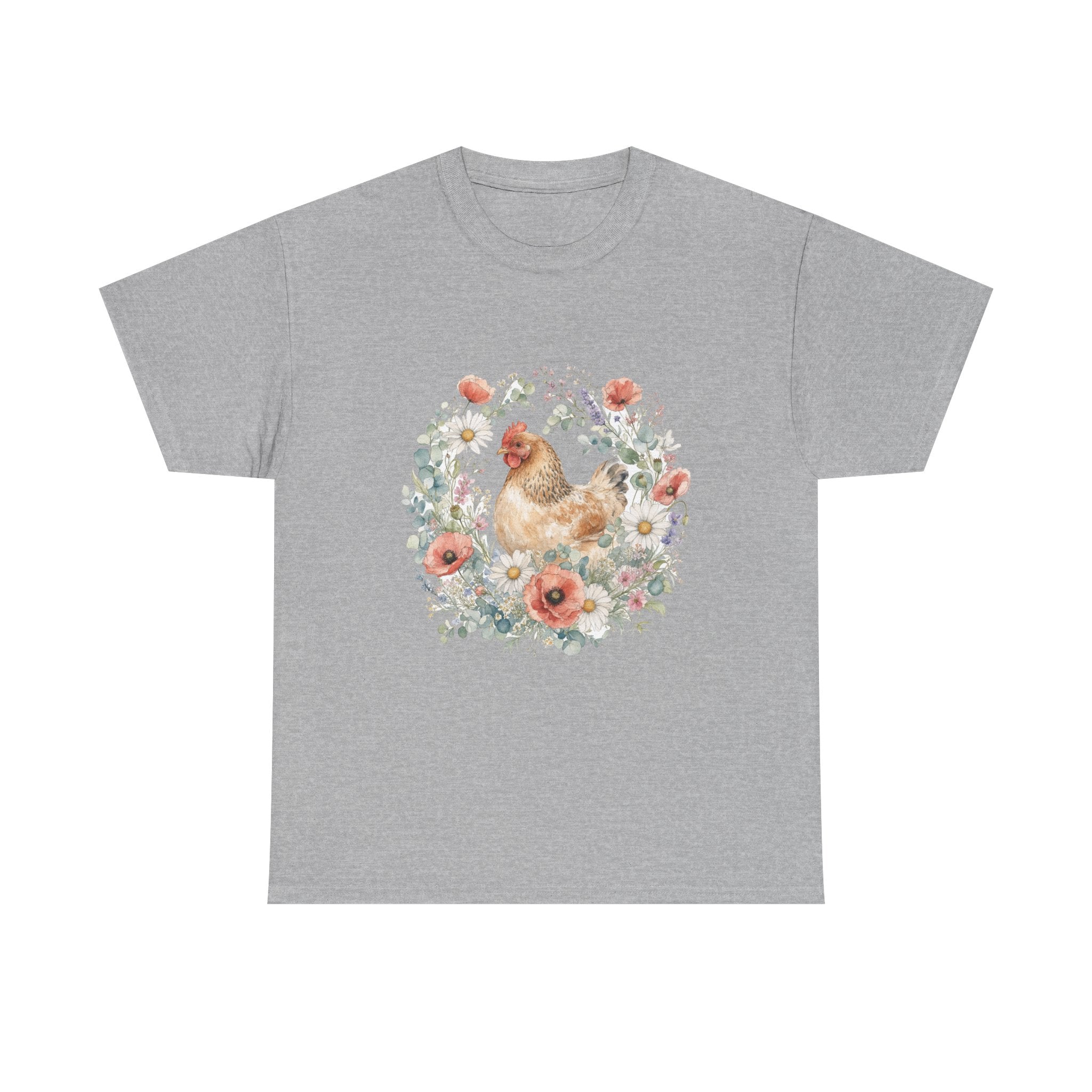 Watercolor Floral Hen Tee