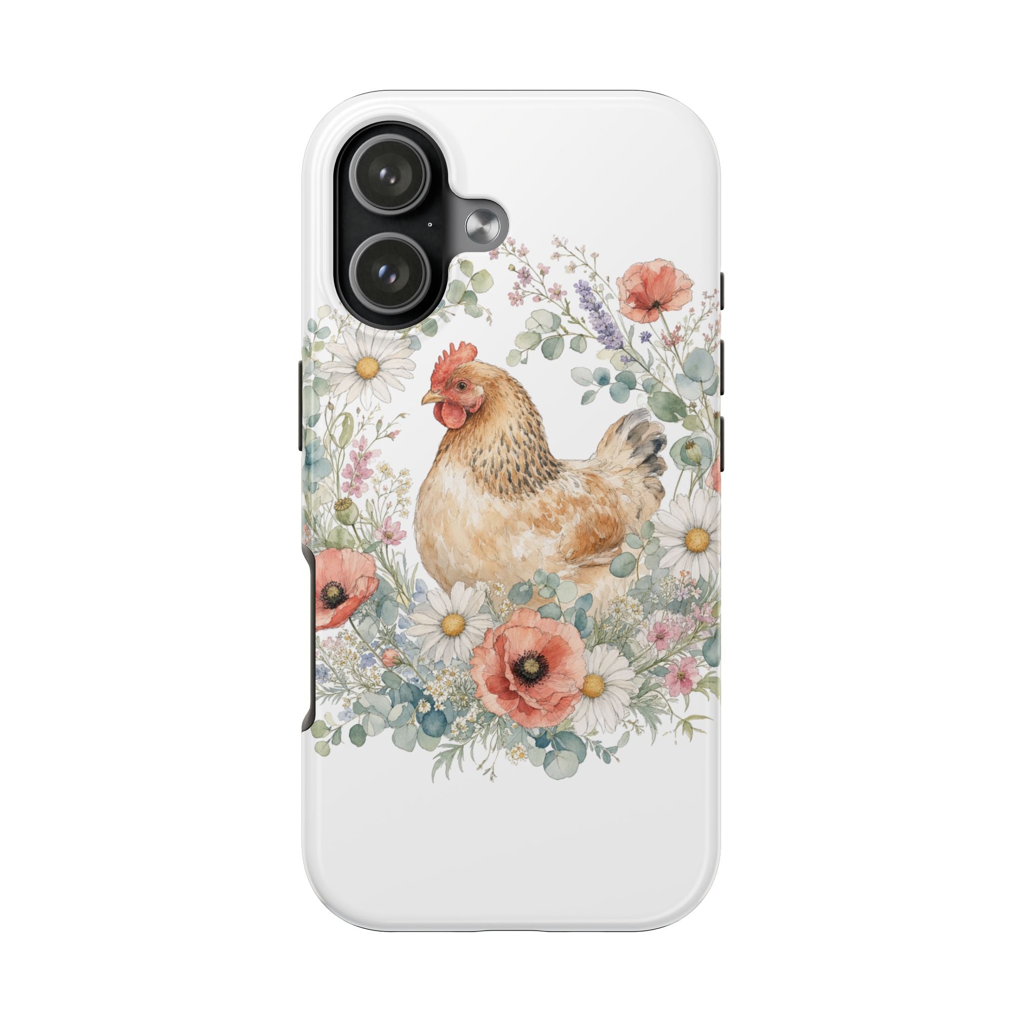 Watercolor Floral Hen Tough Phone Case