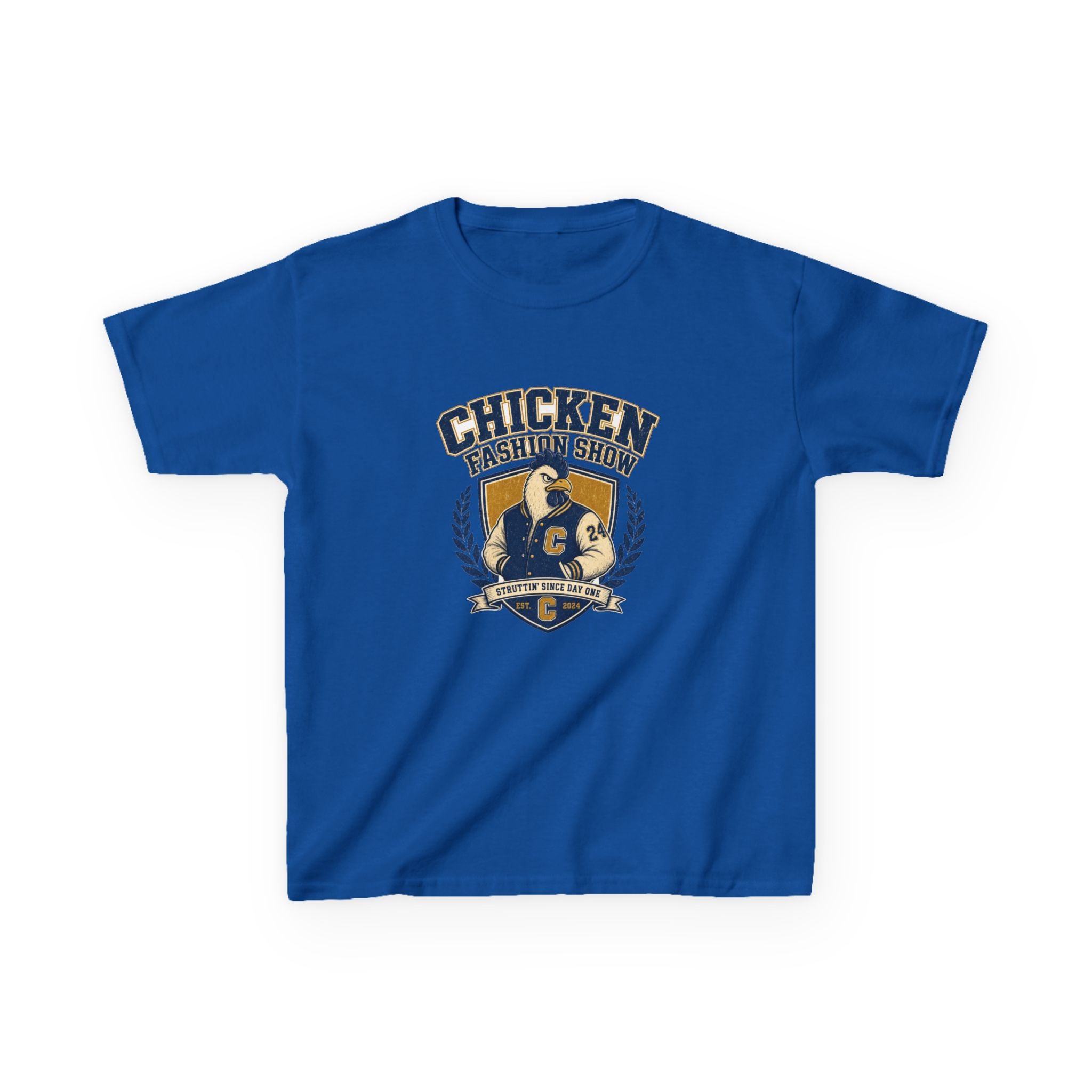 Chicken Fashion Show Varsity Kids Tee