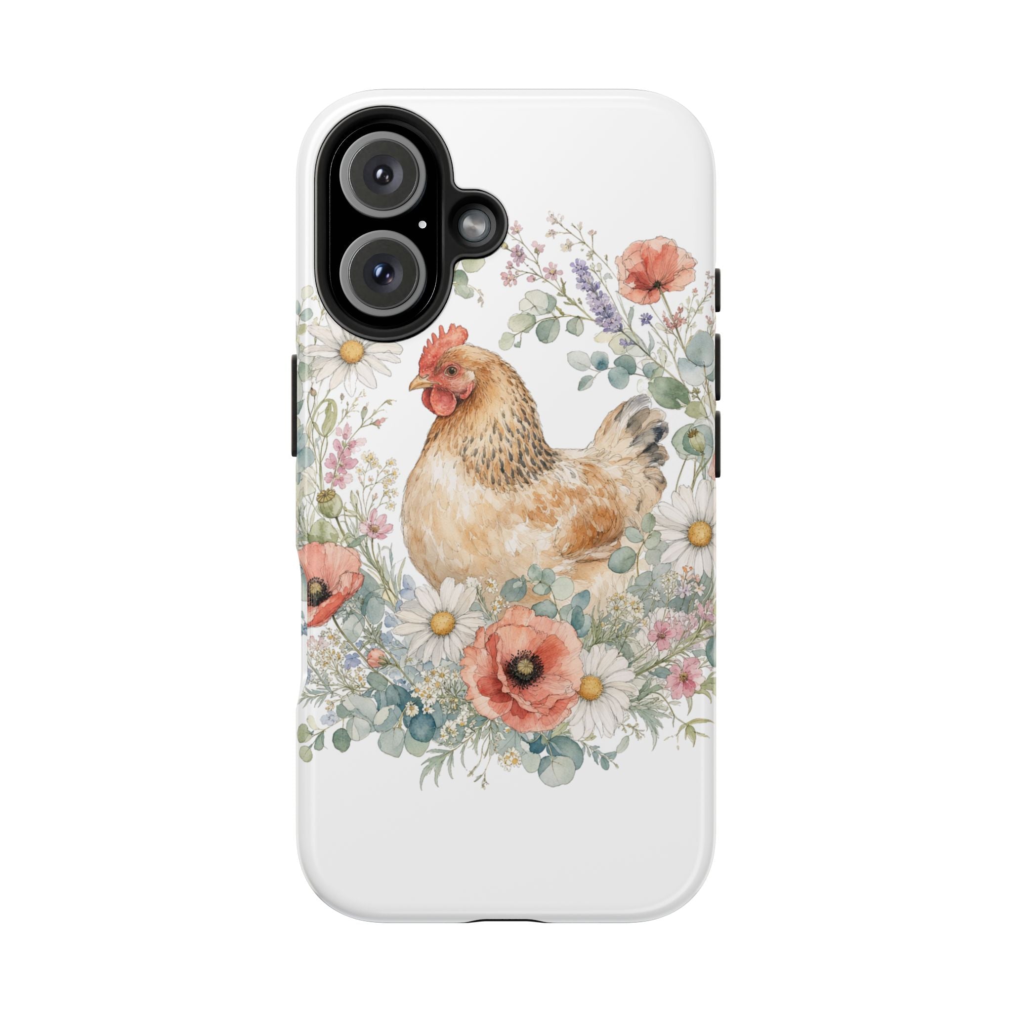 Watercolor Floral Hen Tough Phone Case