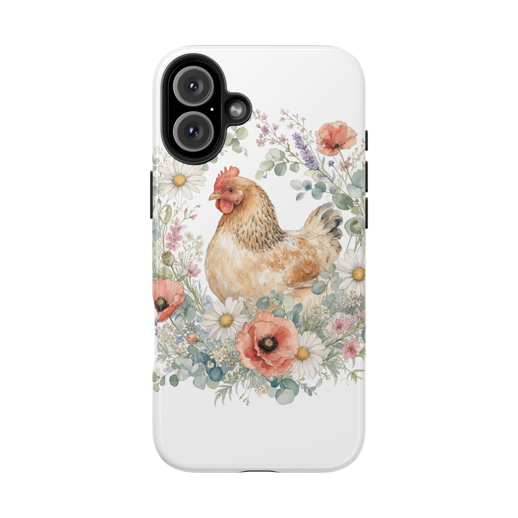 Watercolor Floral Hen Tough Phone Case