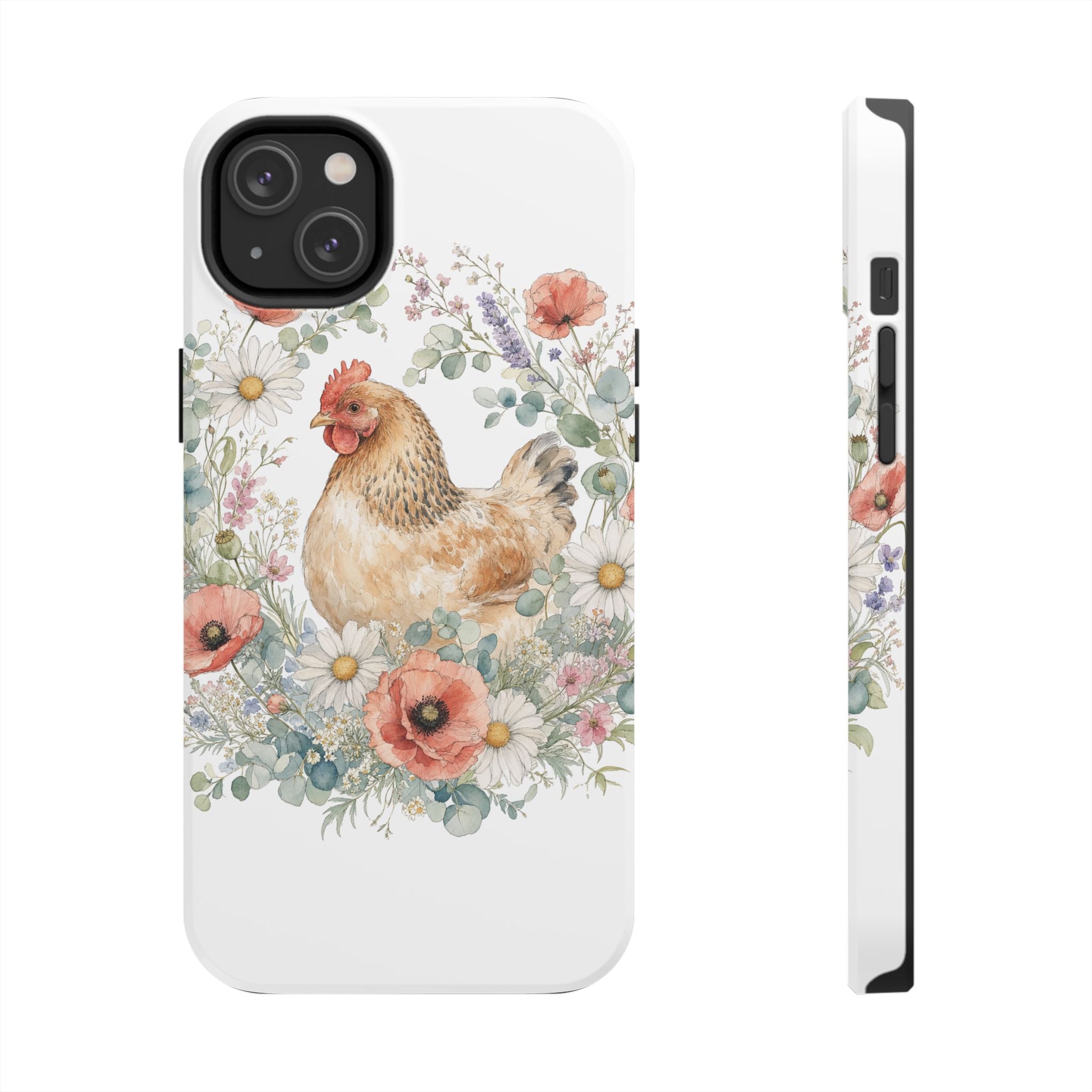 Watercolor Floral Hen Tough Phone Case