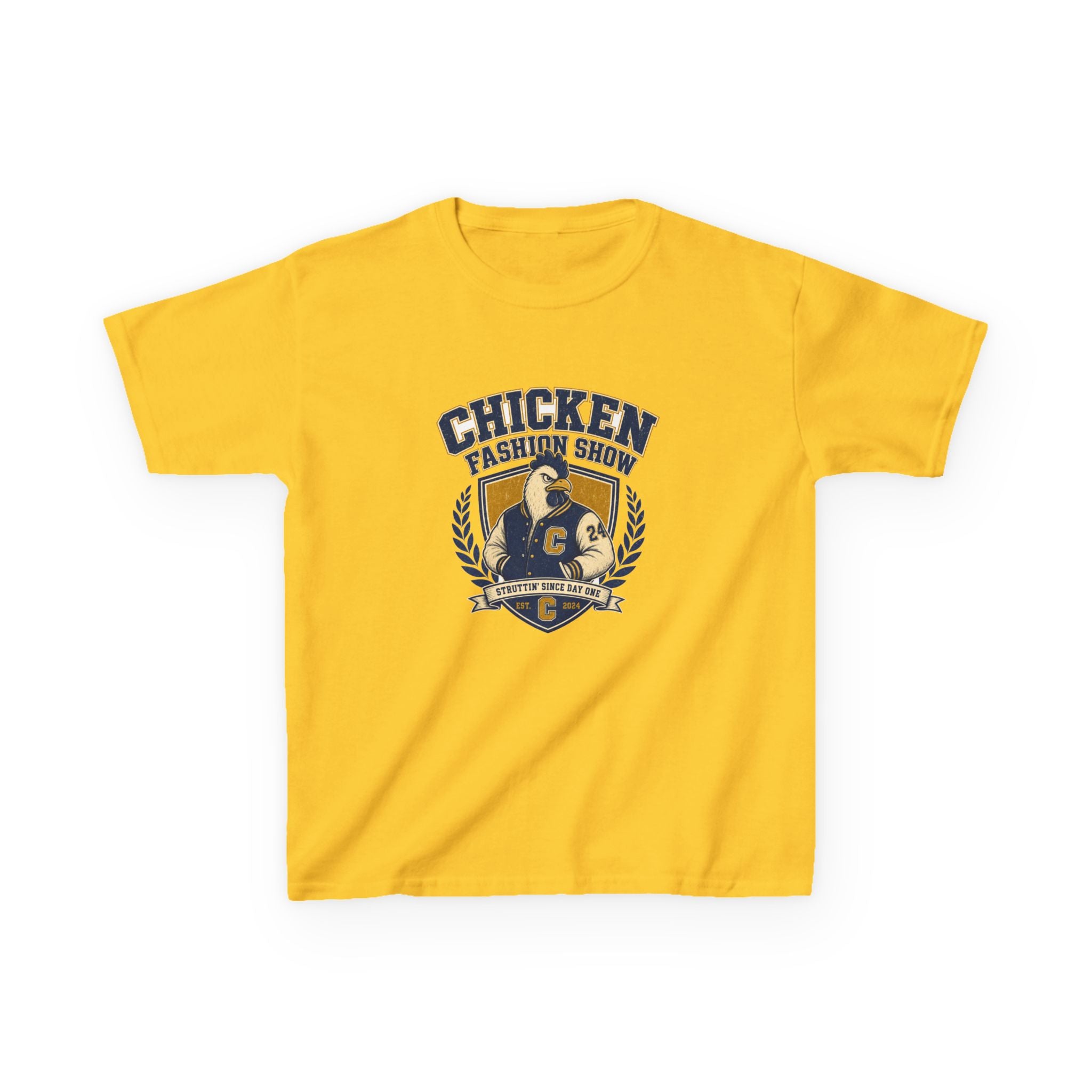 Chicken Fashion Show Varsity Kids Tee
