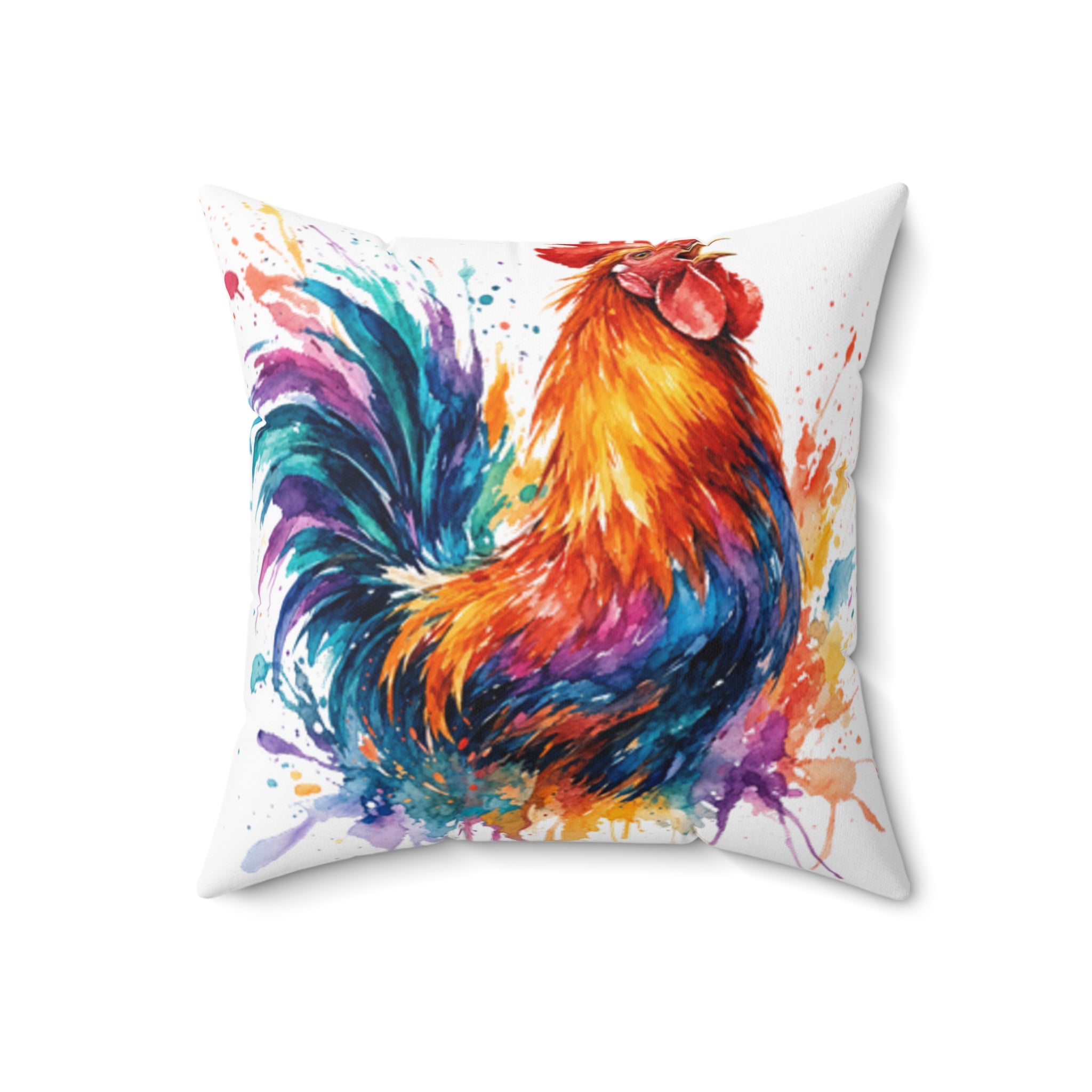 Splash Rooster Throw Pillow