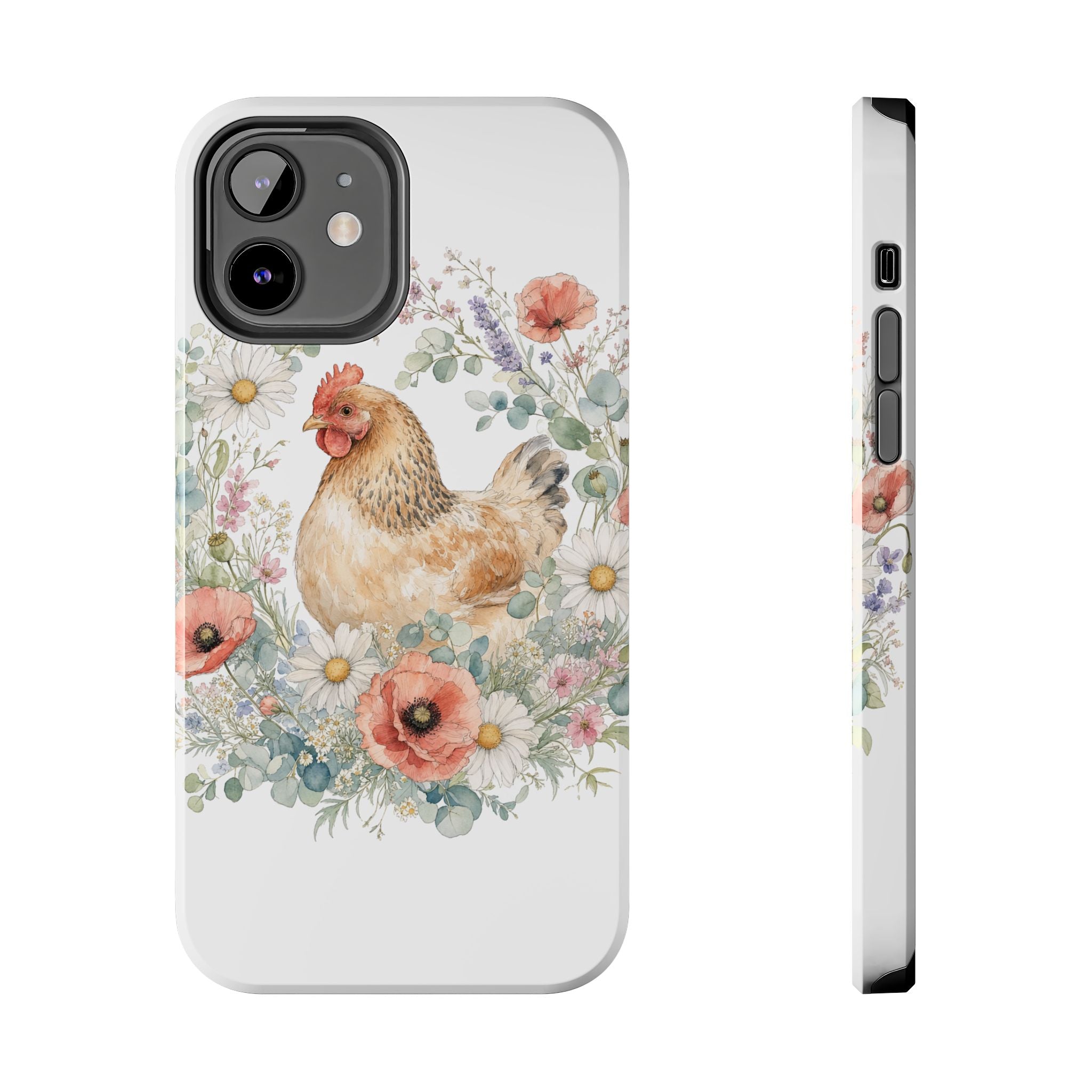 Watercolor Floral Hen Tough Phone Case