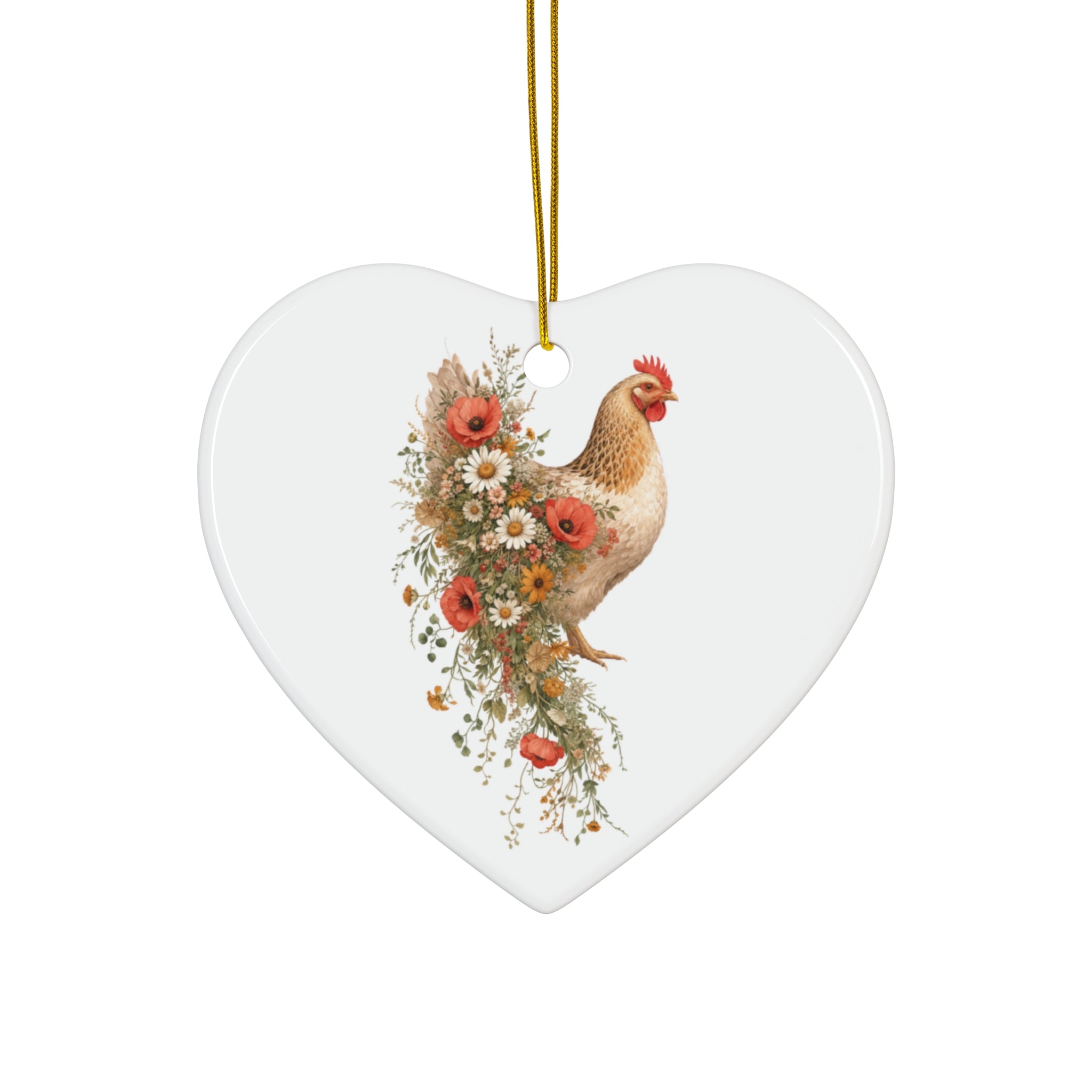 Wildflower Hen Ceramic Ornament
