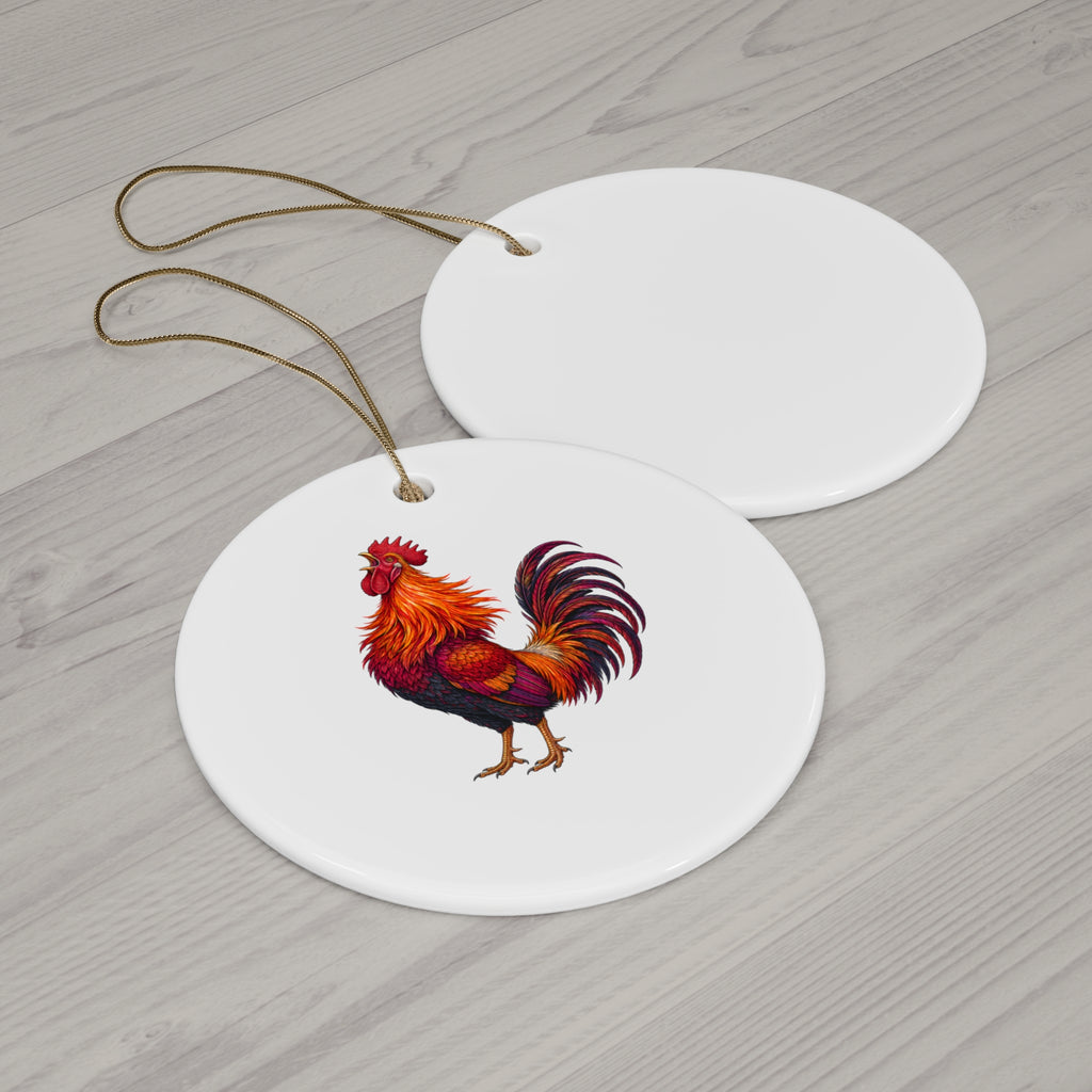 Sunrise Rooster Ceramic Ornament