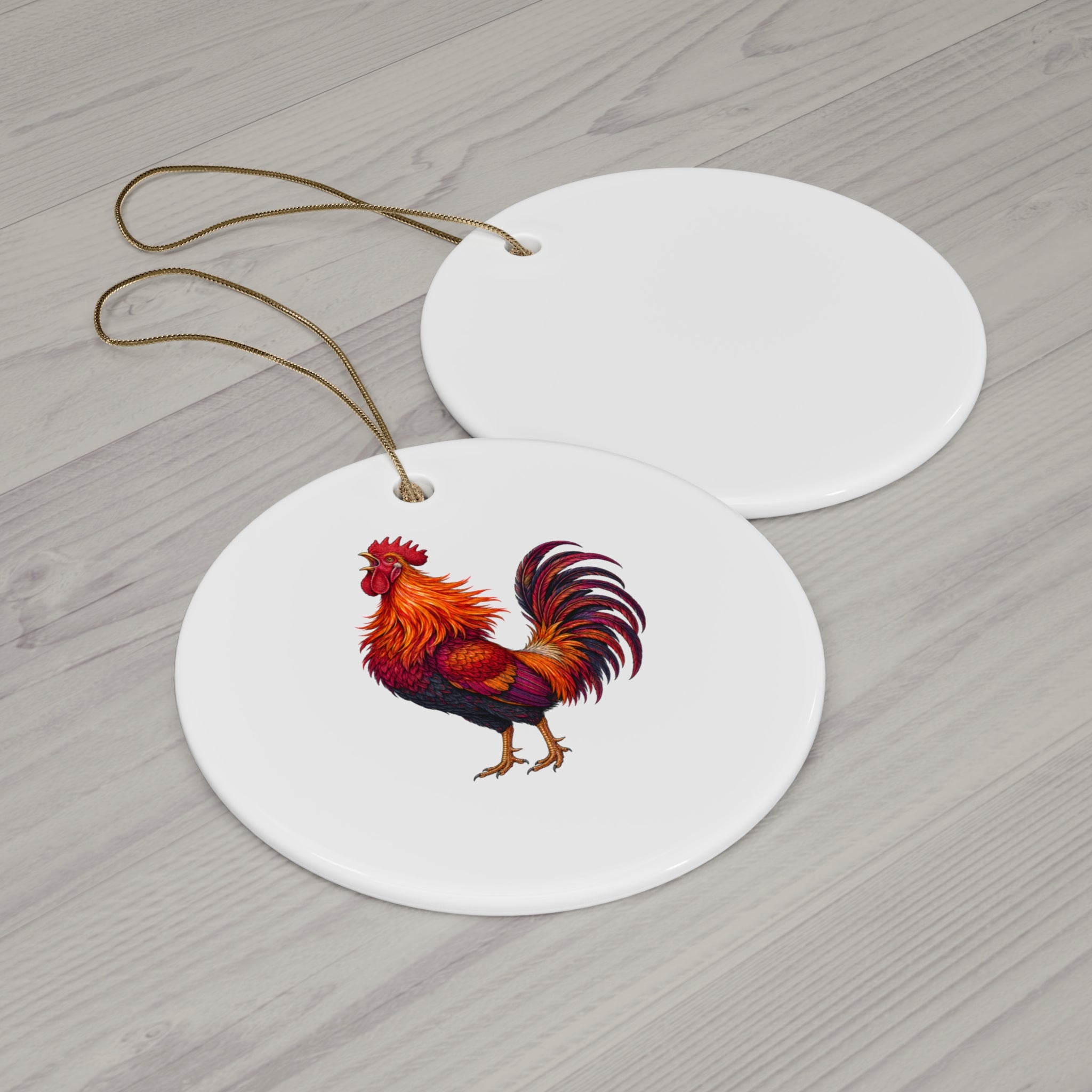 Sunrise Rooster Ceramic Ornament