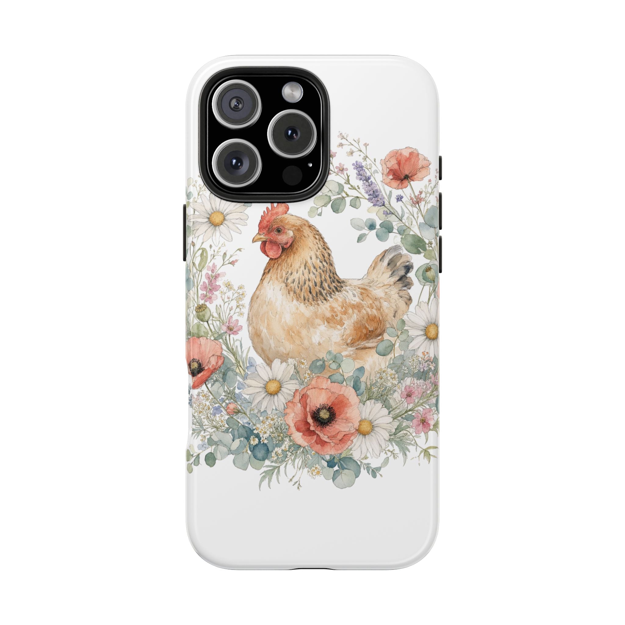 Watercolor Floral Hen Tough Phone Case