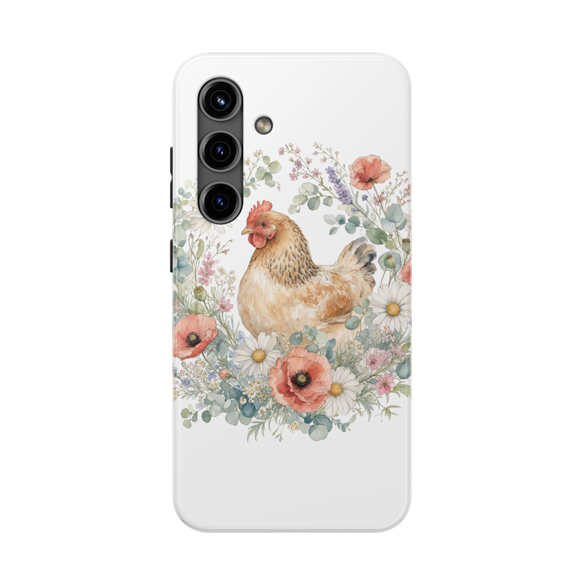 Watercolor Floral Hen Tough Phone Case