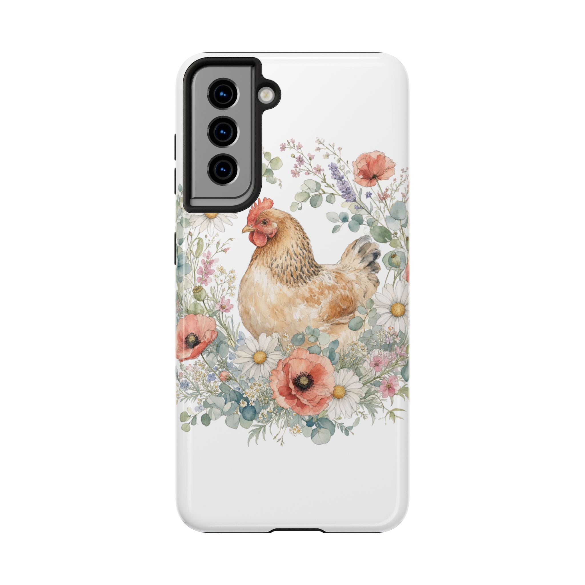 Watercolor Floral Hen Tough Phone Case