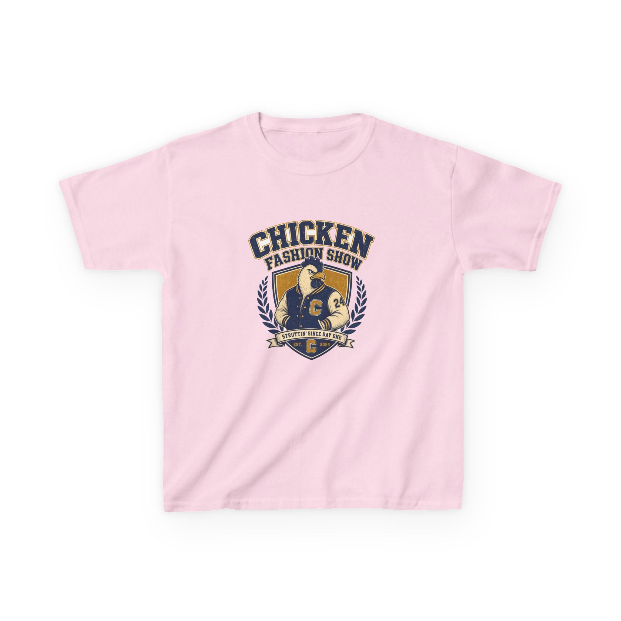Chicken Fashion Show Varsity Kids Tee