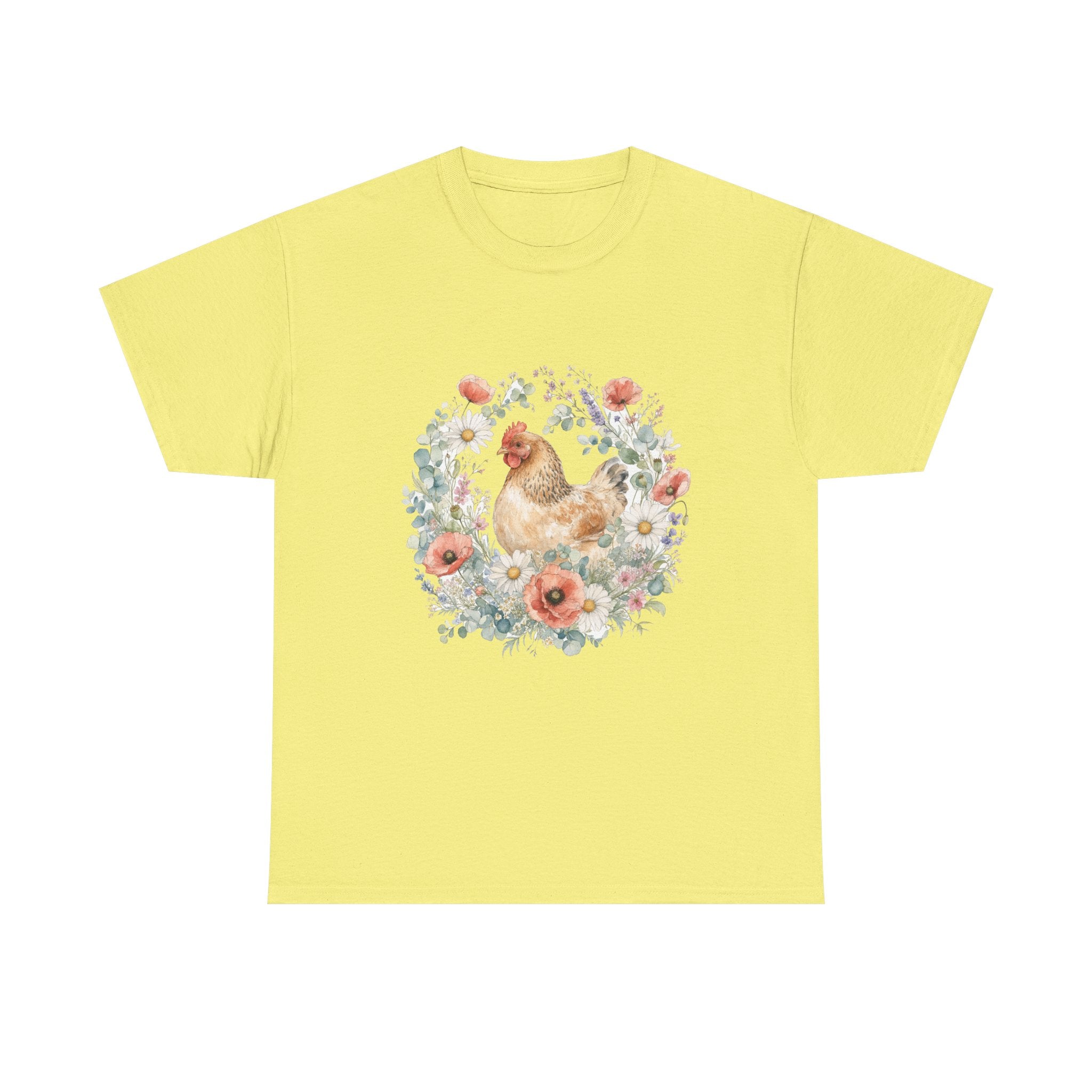 Watercolor Floral Hen Tee