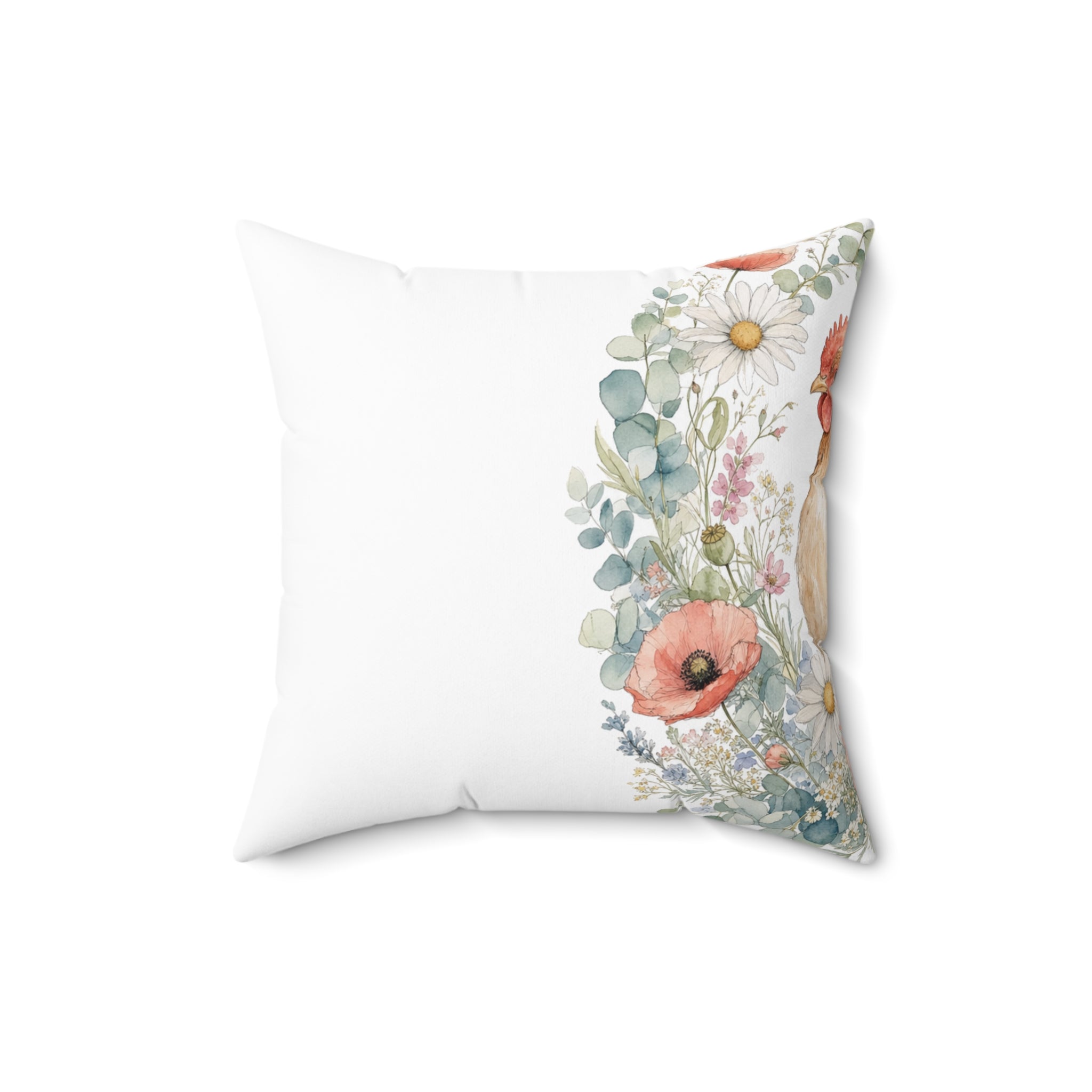 Watercolor Floral Hen Throw Pillow